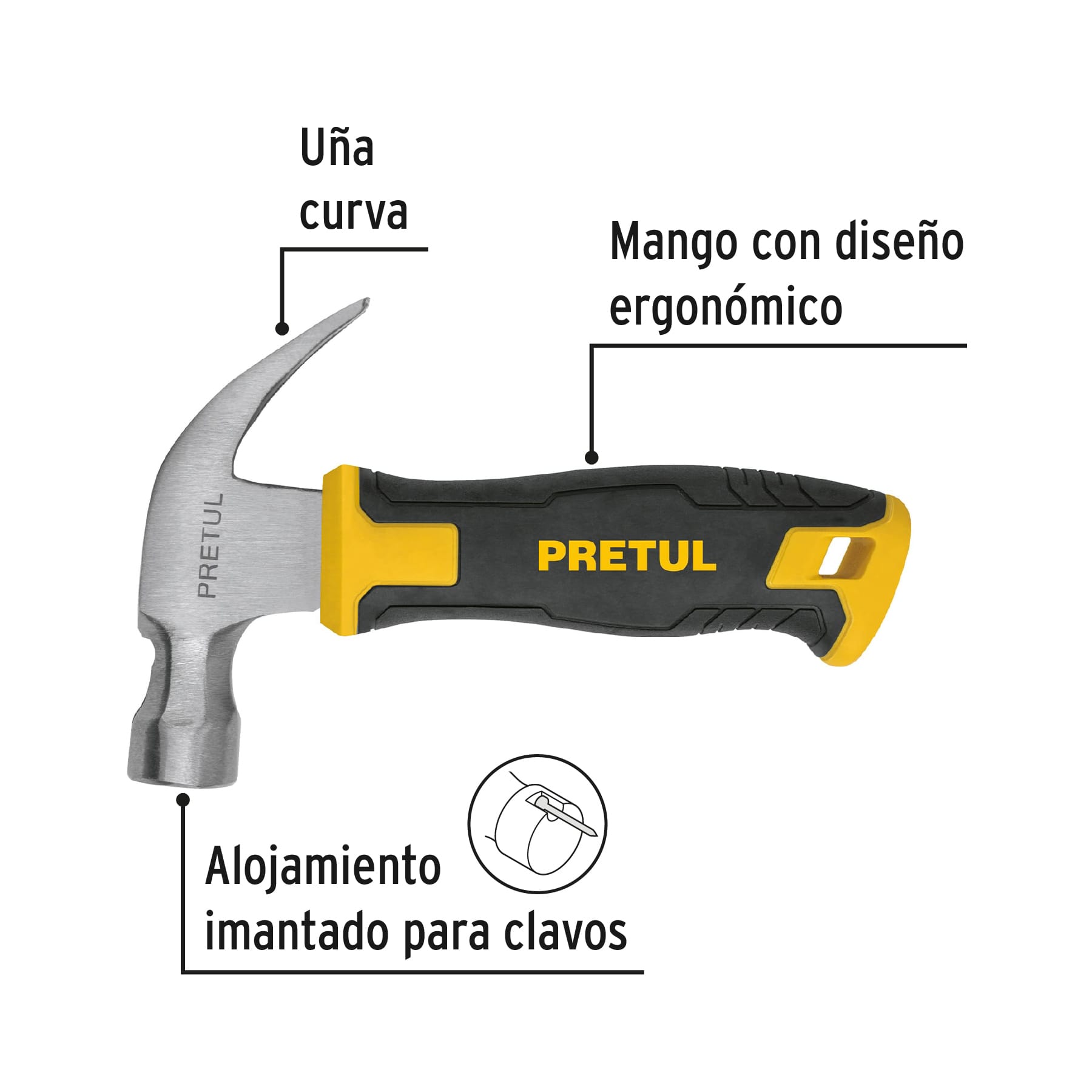 Pretul MO-10E, Martillo 10 oz, mango ergonómico comfort grip