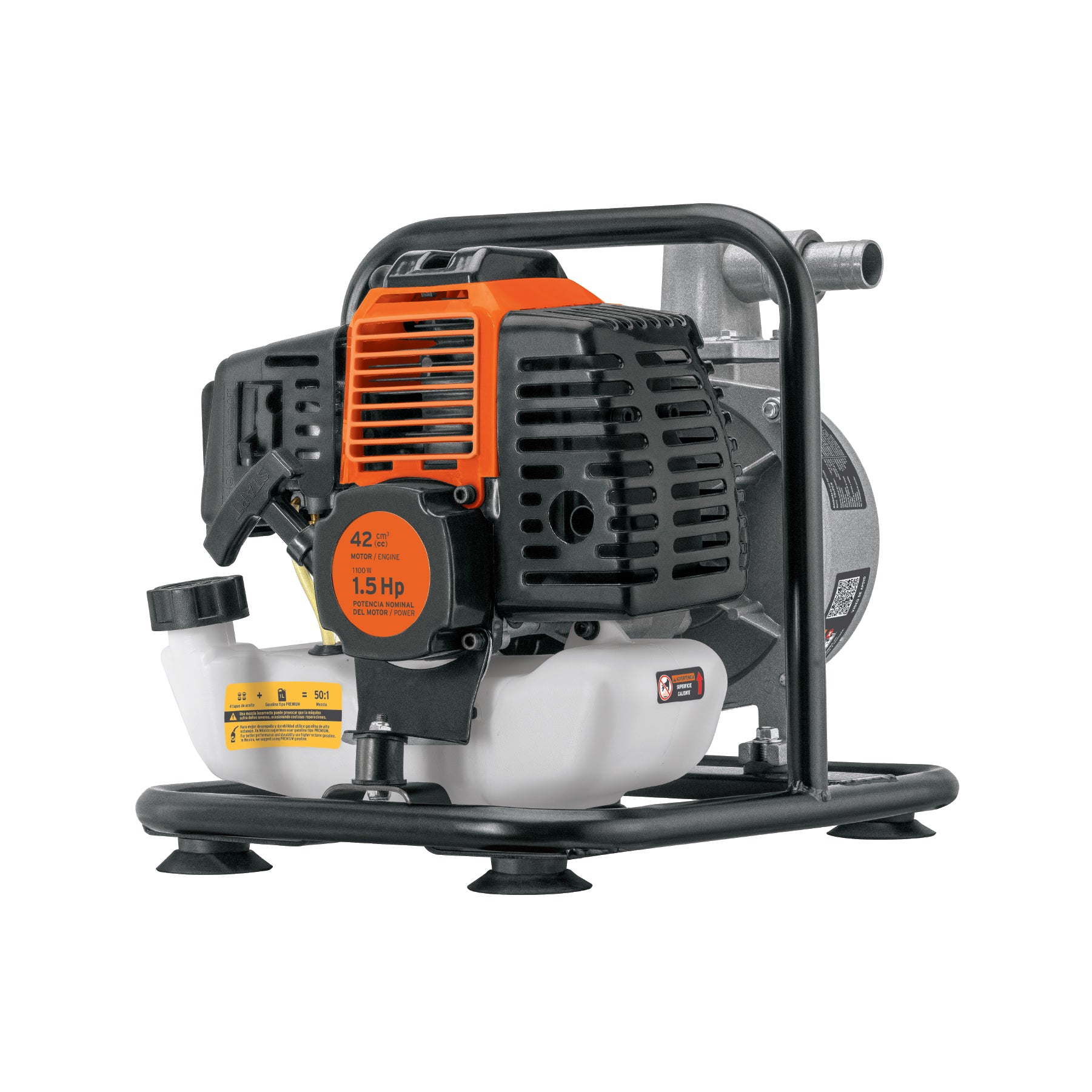 Motobomba autocebante 1″ x 1″ a gasolina 1-1/2 HP, 2 tiempos uso agrícola, TRUPER MOTB-1