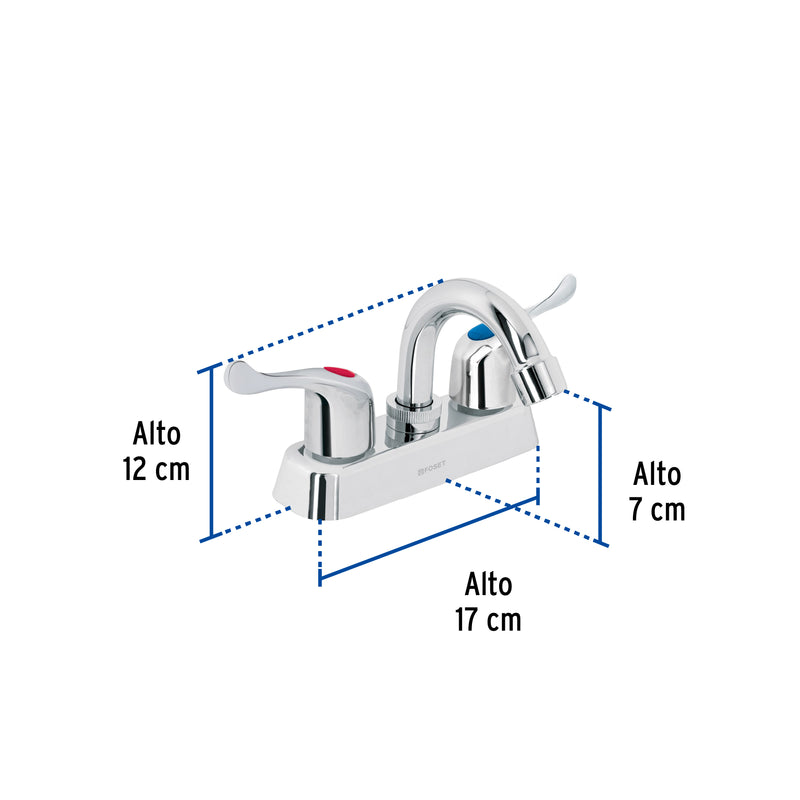 Mezcladora 4" lavabo, ABS, cuello curvo, palanca, BASIC - Carzamo.com
