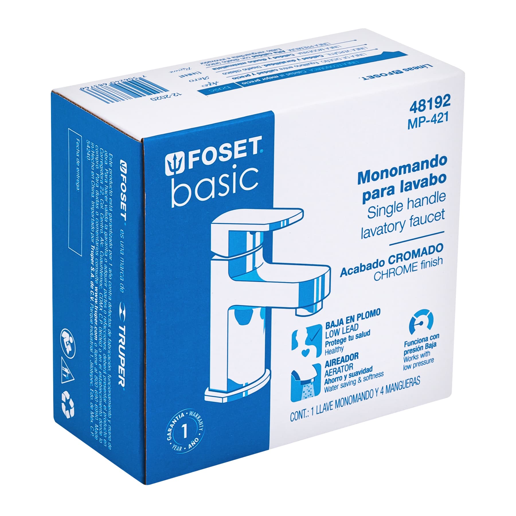 Foset Basic MP-421, Monomando plástico para lavabo maneral plano