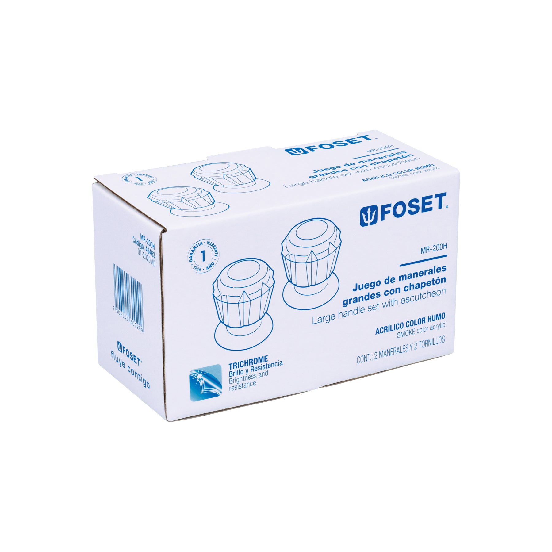 Foset Basic MR-200H, Juego de 2 manerales de acrílico regadera humo