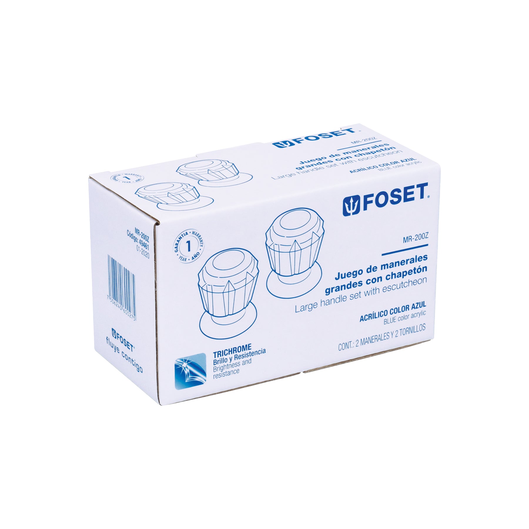 Foset Basic MR-200Z, Juego de 2 manerales de acrílico regadera azul, Basic