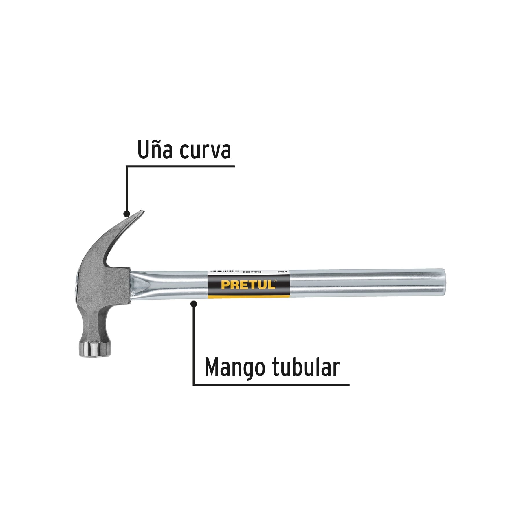 Pretul Un martillo recto 16 oz, mango tubular, Pretul