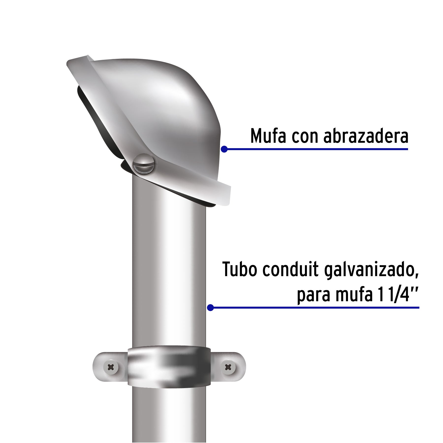 Volteck MUFAR-1-1/4, Mufa roscada 1-1/4″ para tubo cuerpo de aluminio y base de ABS