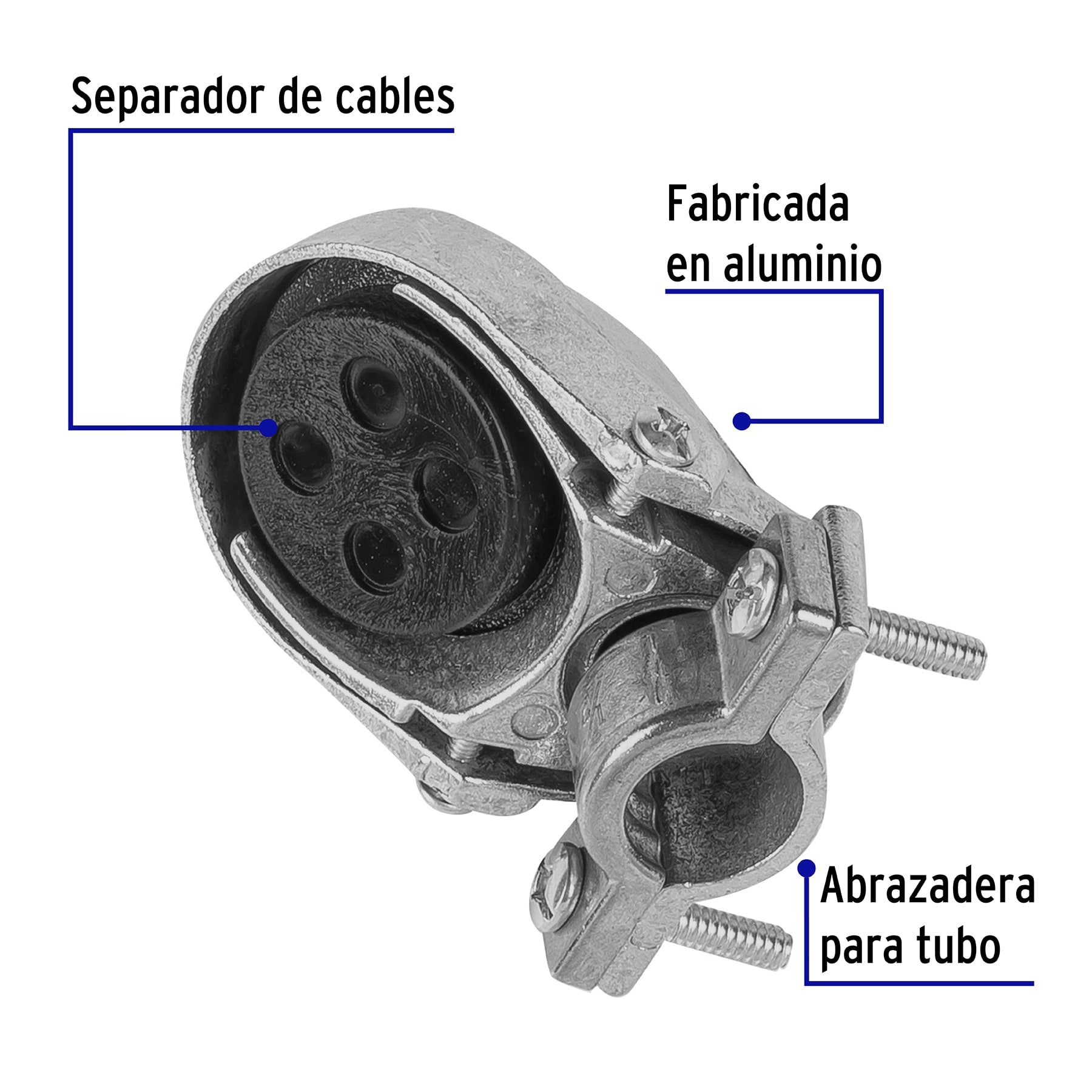 Volteck Mufa 1/2″ con abrazadera para tubo plateado