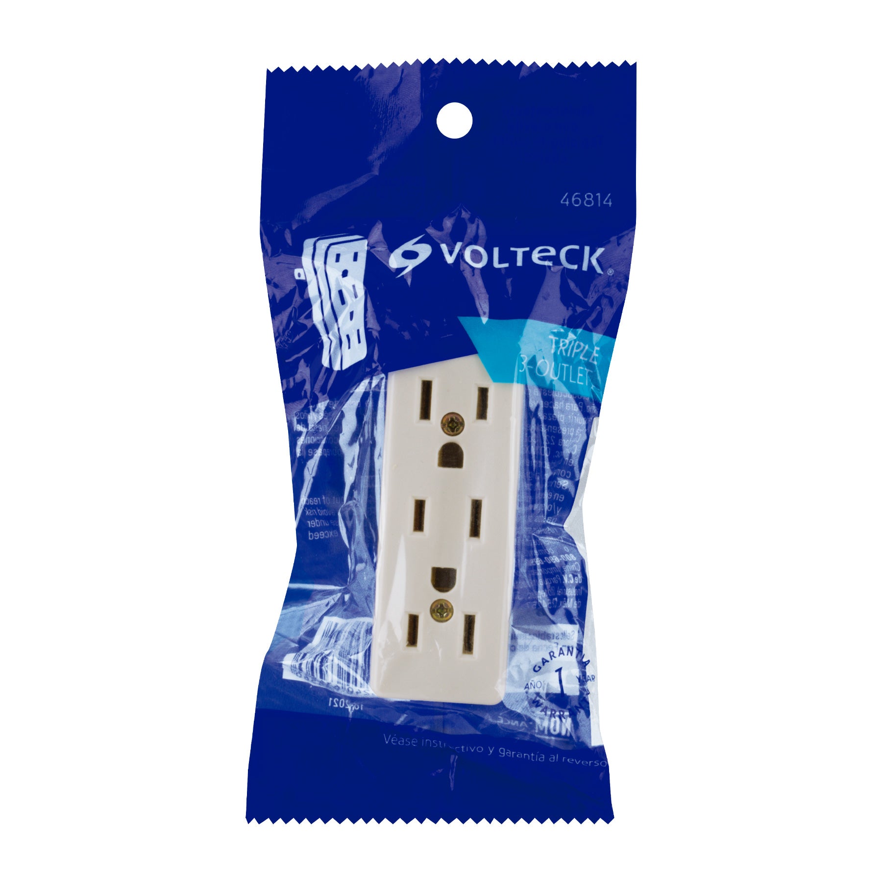 Volteck MUL-305, Multicontacto triple 2 polos + tierra frabricado en baquelita