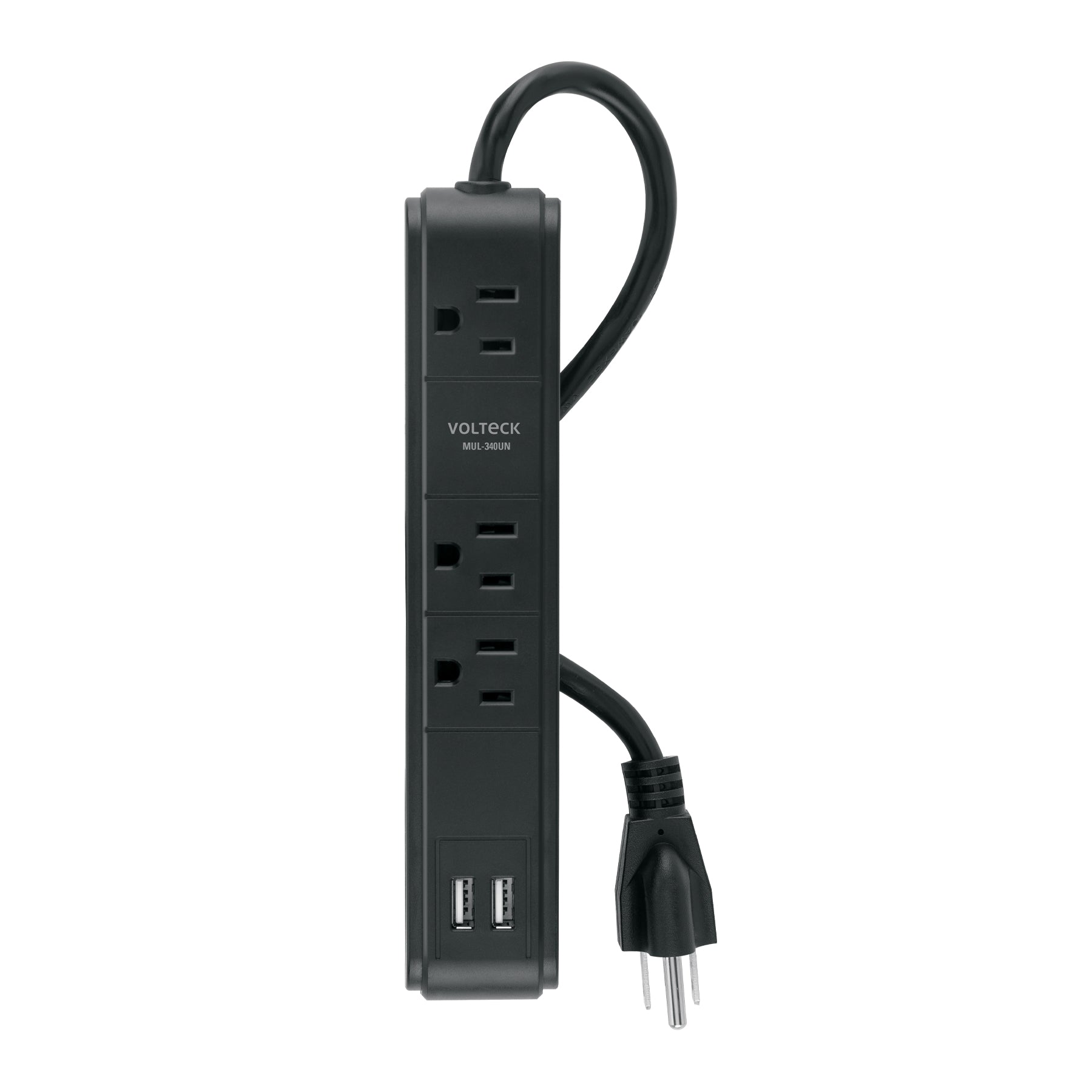 Multicontacto MUL-340UN Negro con 3 Entradas y 2 Puertos USB Protección 300J