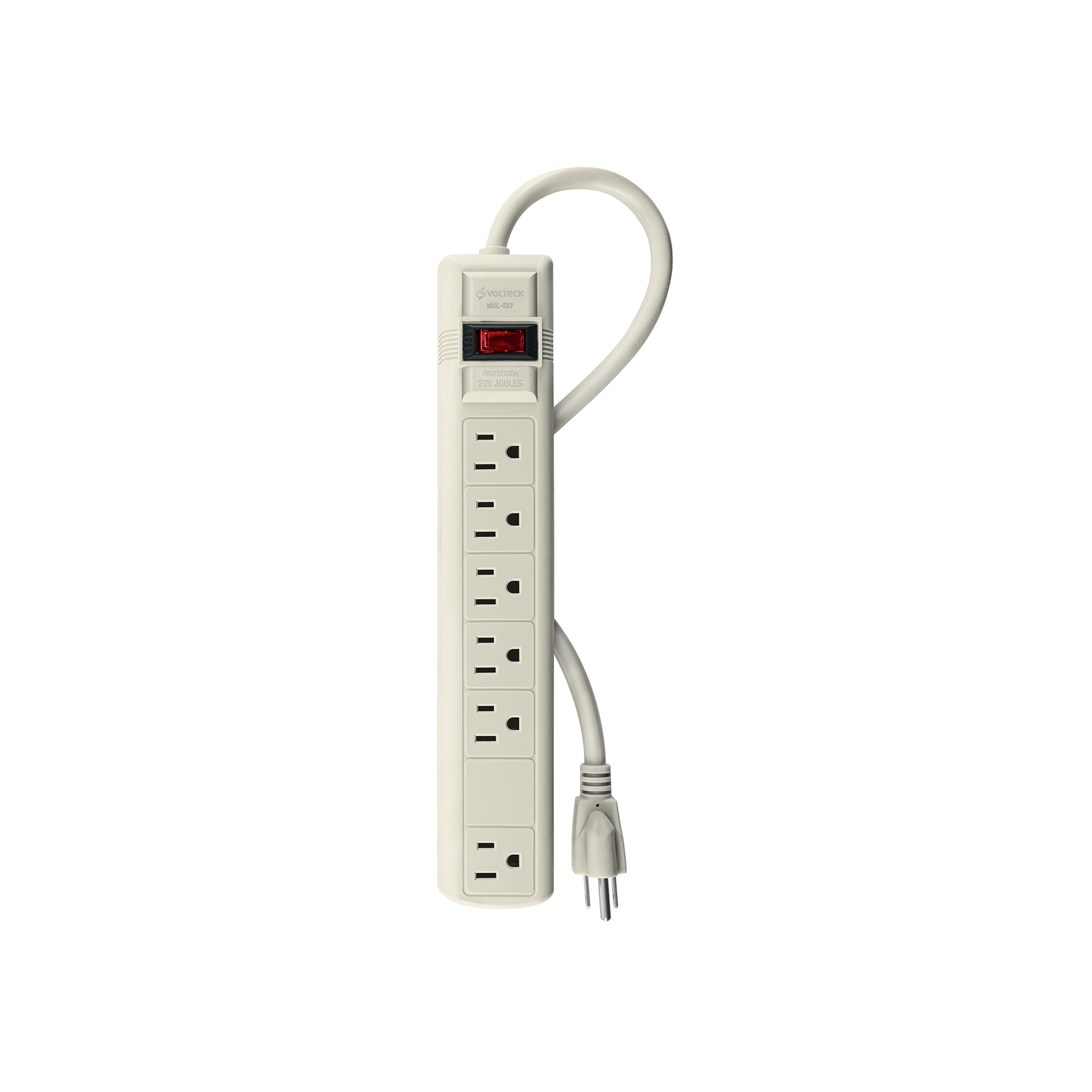 Volteck MUL-6, Multicontacto uso doméstico, 6 entradas, 16 AWG