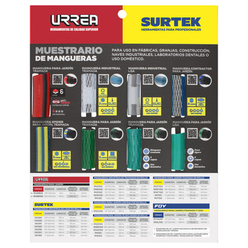 Muestrario de mangueras industriales y jardín Urrea
