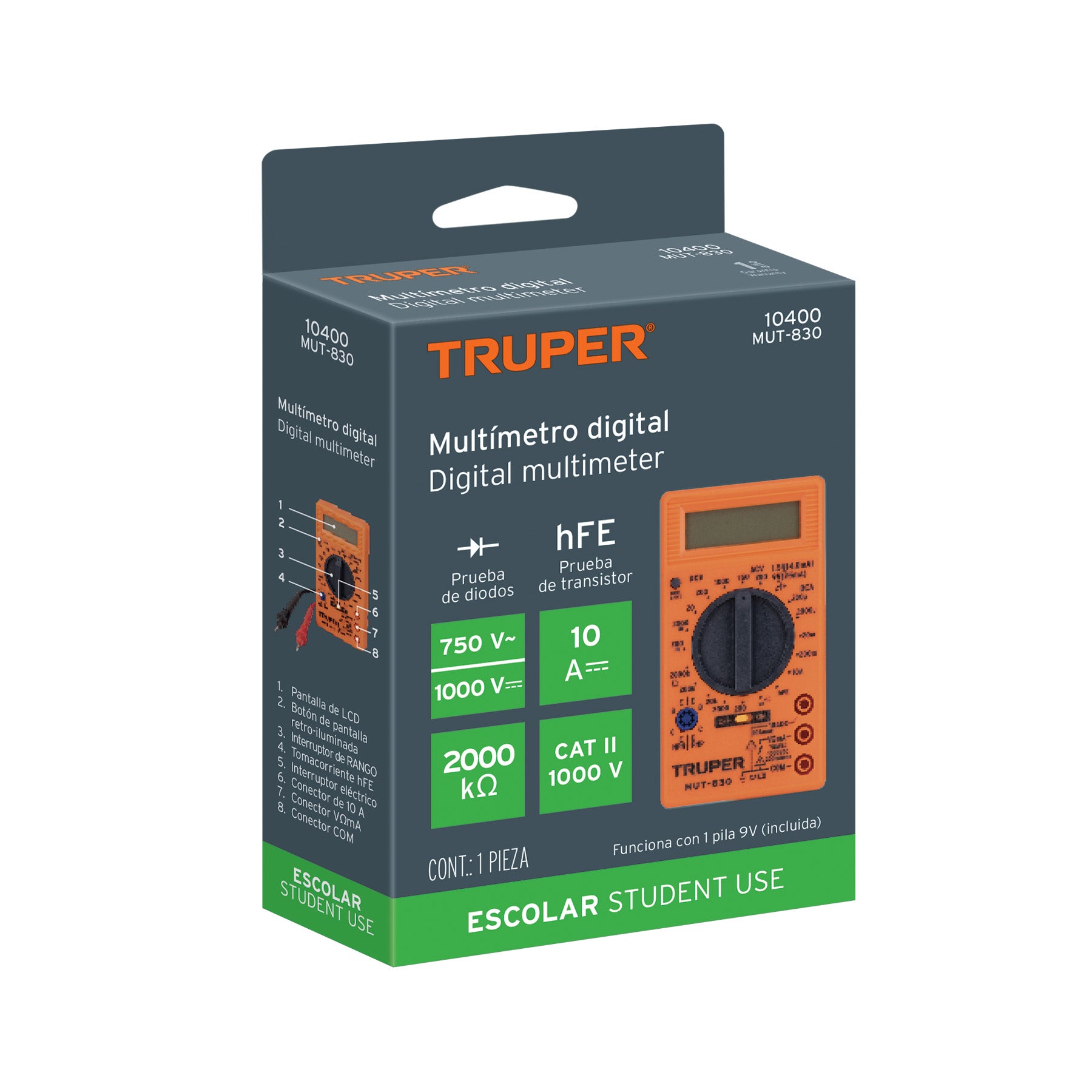 Truper MUT-830, Multímetro digital escolar