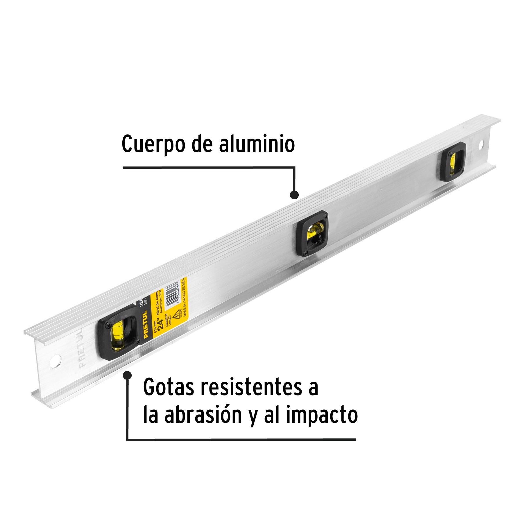 Nivel de 24" con cuerpo de aluminio, PRETUL NP-24P