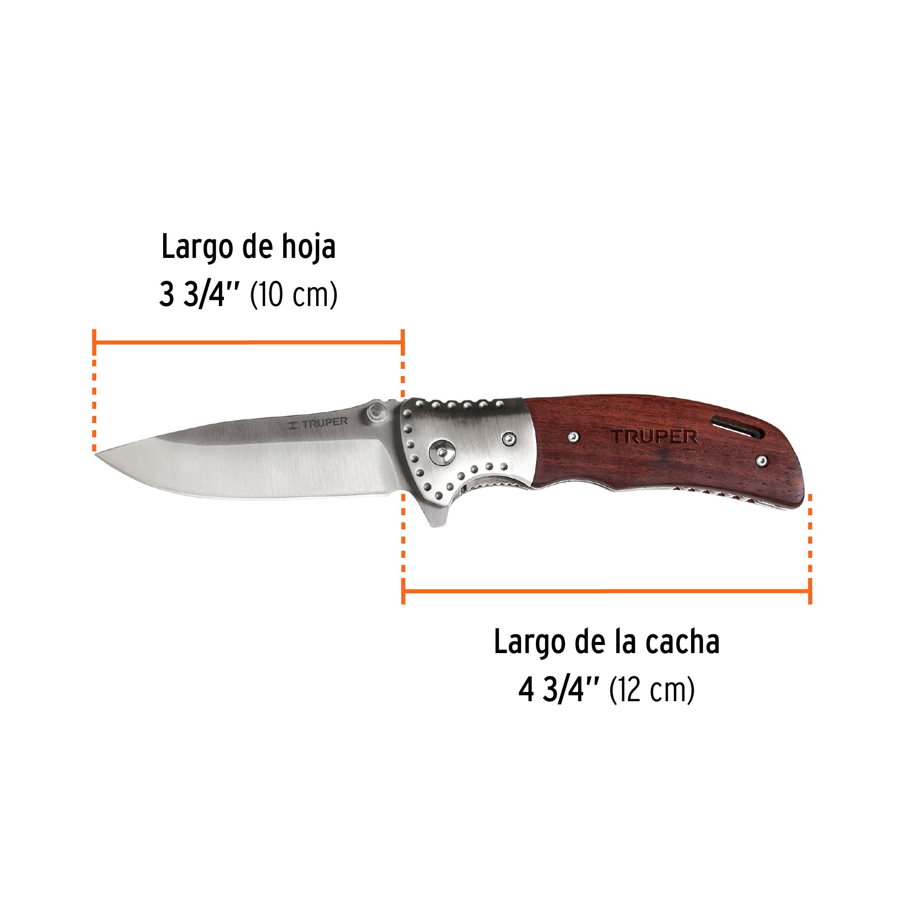 Truper NV-5, Navaja abatible, mango de madera, 4-3/4″