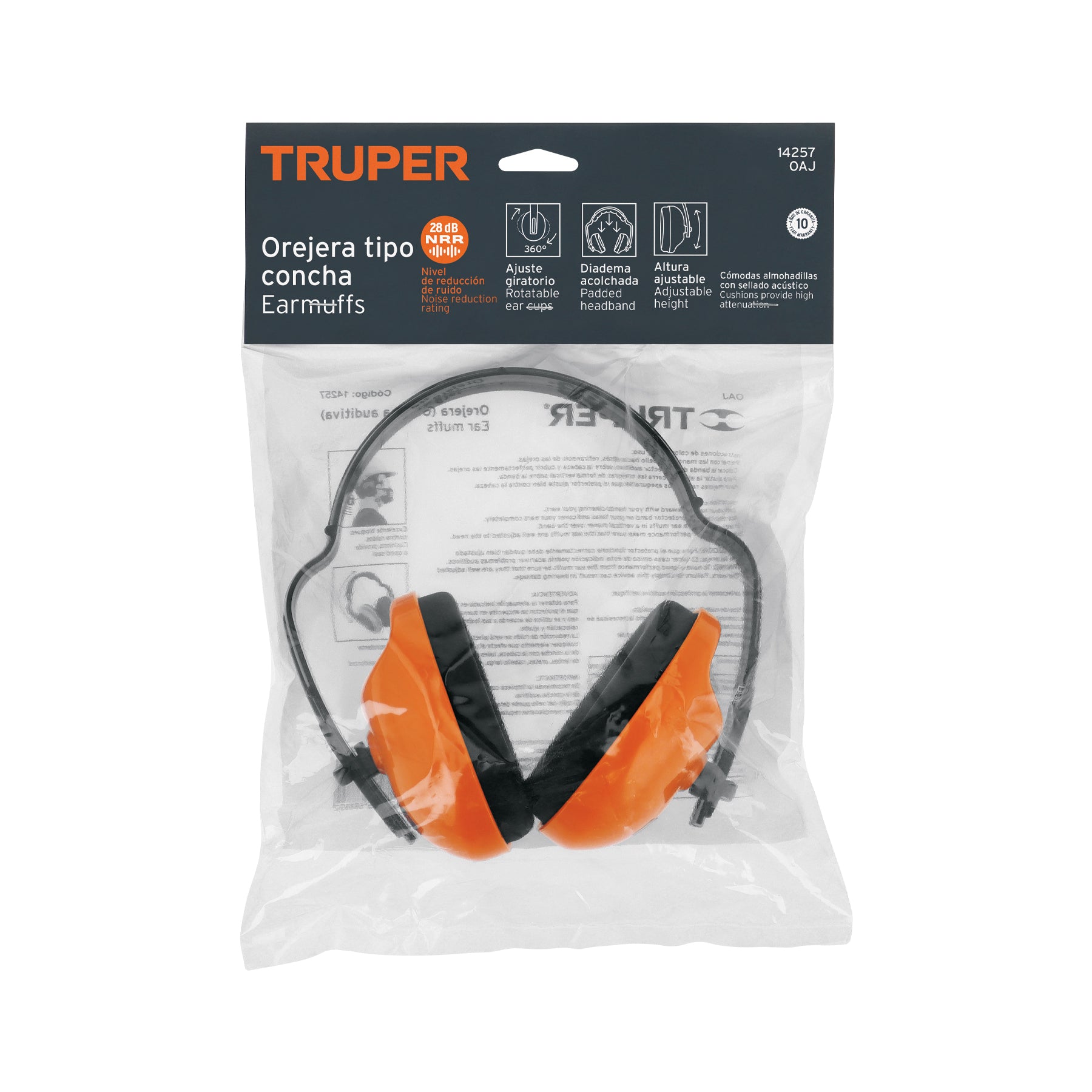 Truper OAJ, Orejera ajustable, excelente bloqueo contra ruidos