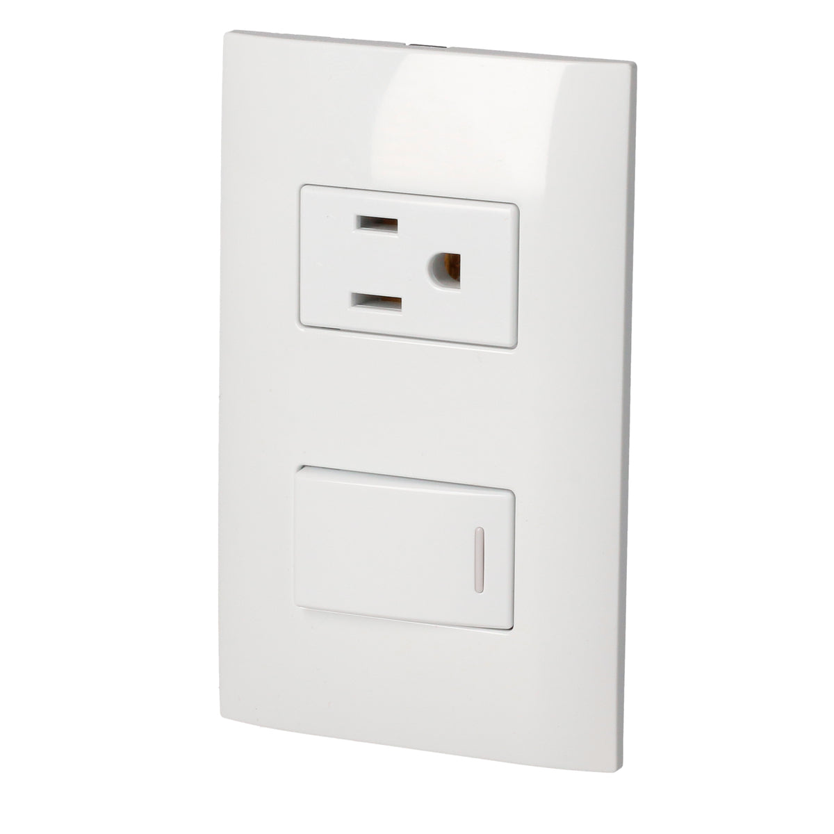 Placa 1 Switch 1 contacto 1/3, línea Americana, color blanco Surtek