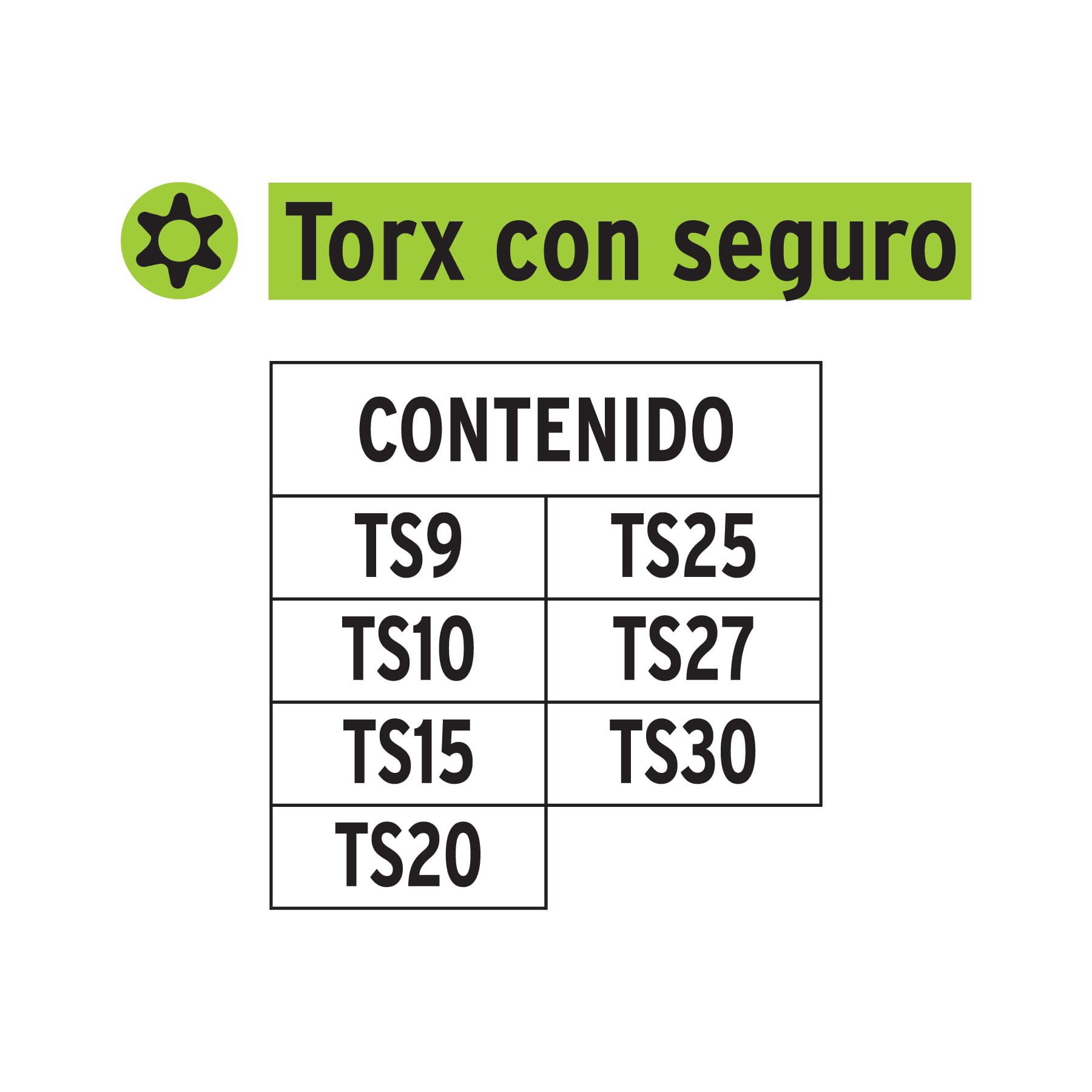 Truper P7-15TS, Punta para desarmador, Torx con seguro, largo 1″, juego de 7 puntas