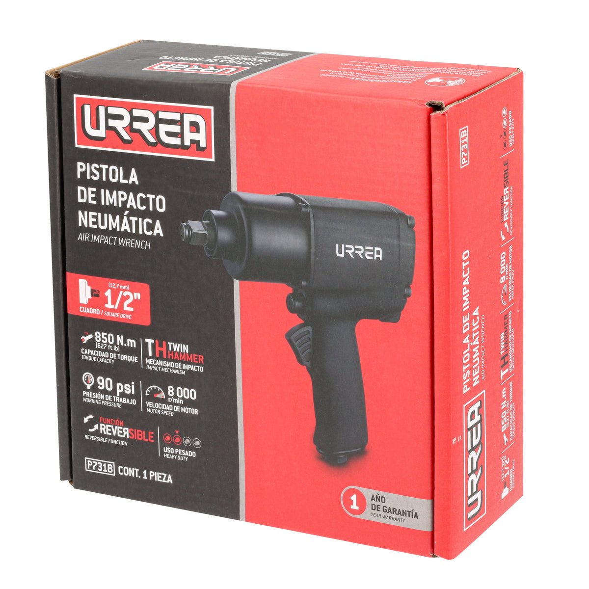 Pistola de impacto neumática cuadro de 1/2" 710 Ft-lb composite sistema twin hammer Urrea