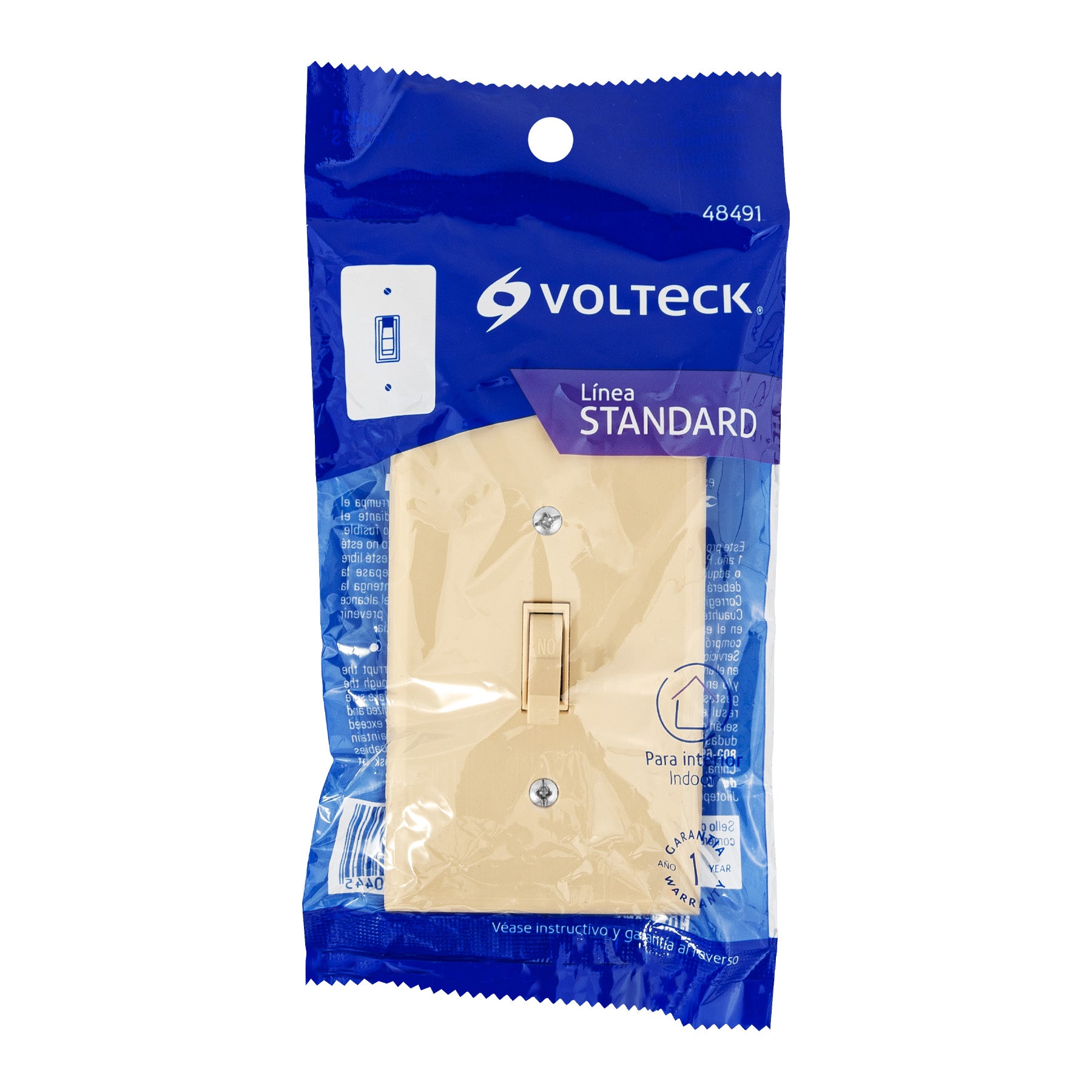 Volteck PA-APSE-S, Placa armada interruptor sencillo, línea Standard, marfil