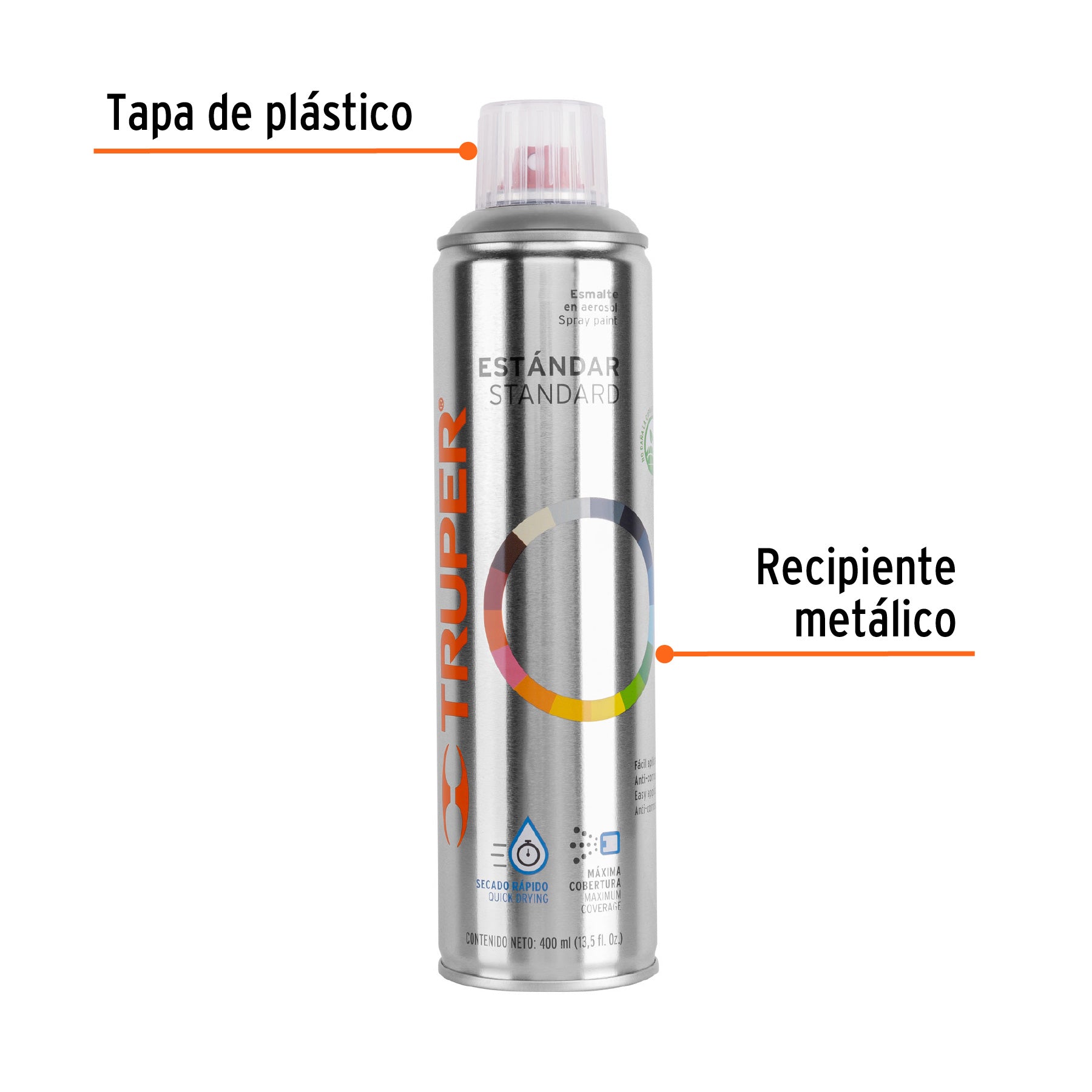 Truper PA-TR, Pintura (Esmalte acrílico) en aerosol, transparente brillante