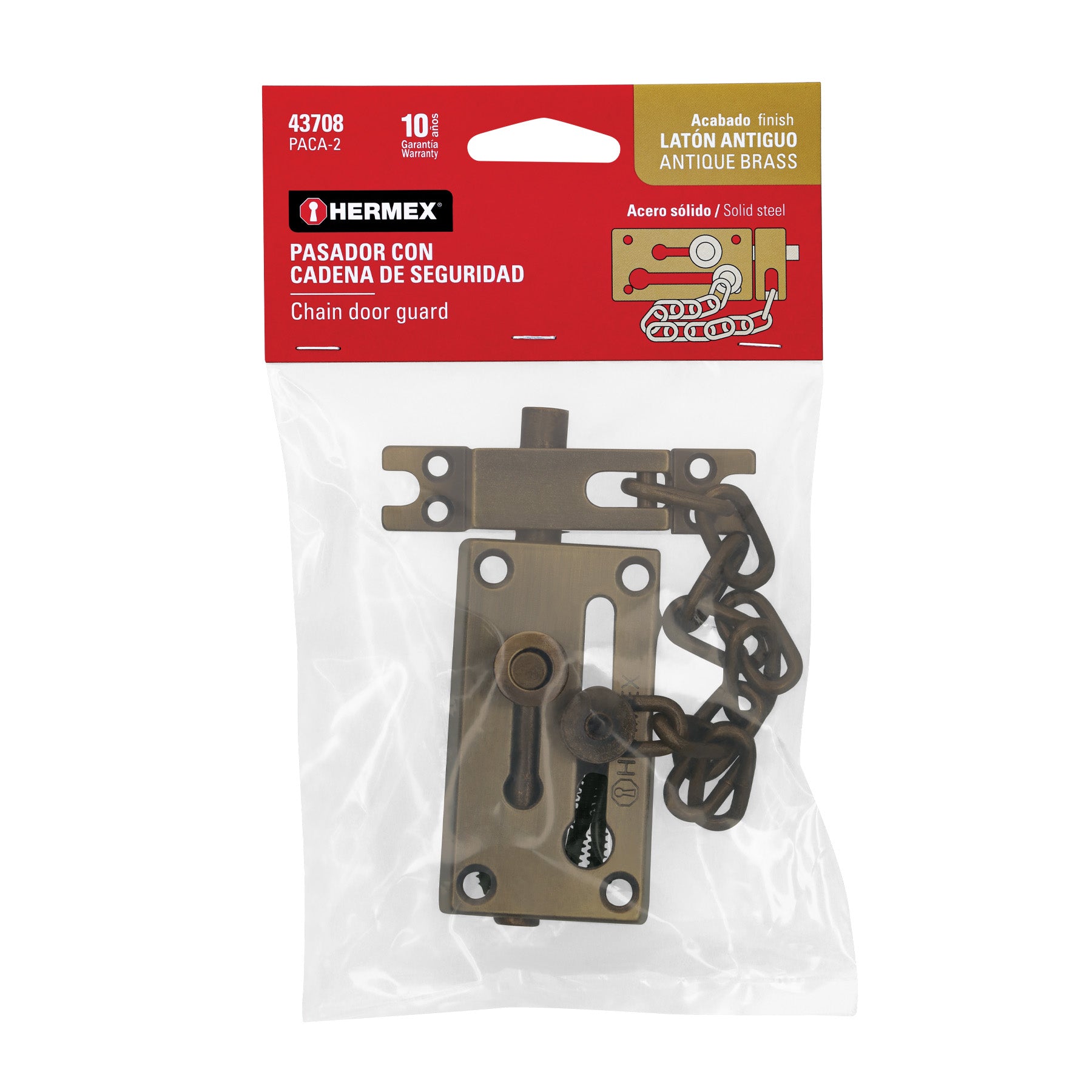 Hermex PACA-2, Pasador con cadena de latón antiguo
