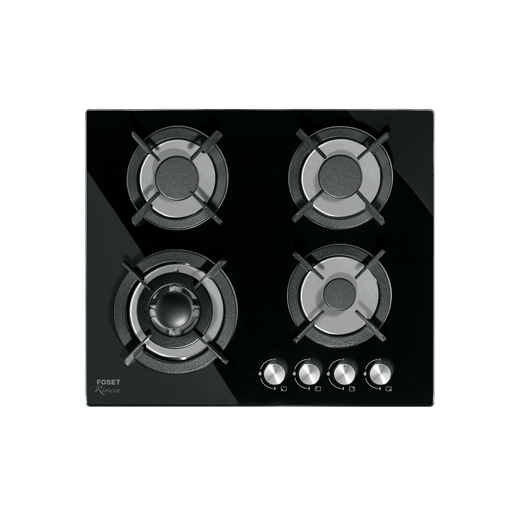 Parrilla de Gas Empotrable RIVIERA PAE-604GV 60 cm 4 Quemadores Vidrio Negro