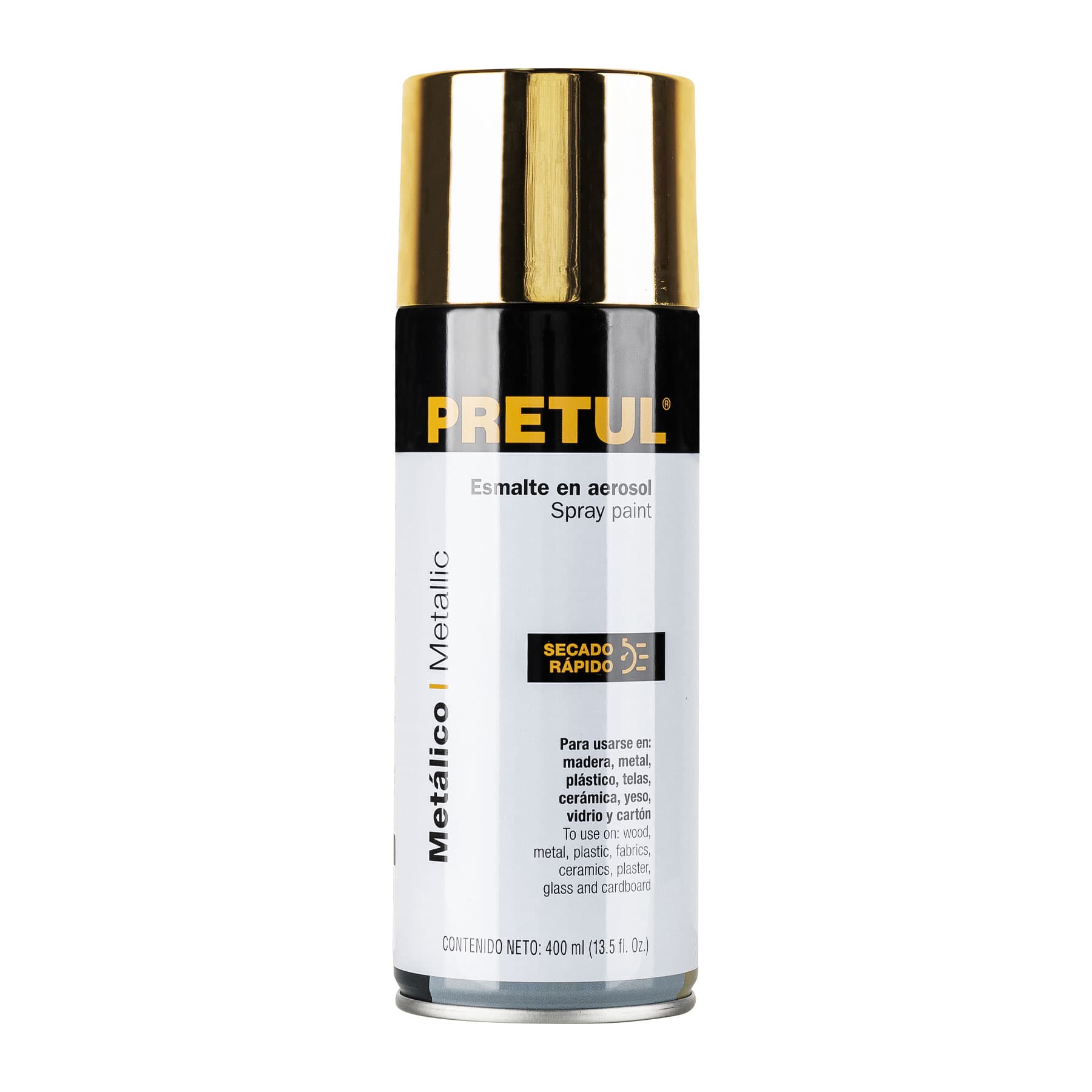 Pintura en Aerosol Metálica Oro Pretul PAM-OR-P 400 ml para Interior y Exterior