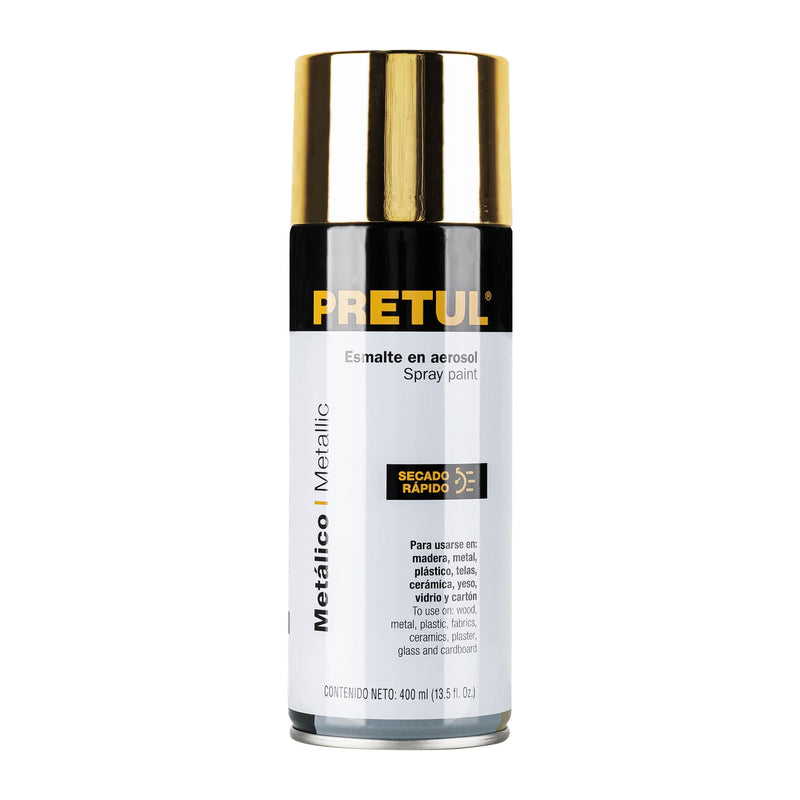 Pintura en Aerosol Metálica Oro Pretul PAM-OR-P 400 ml para Interior y Exterior - Carzamo.com