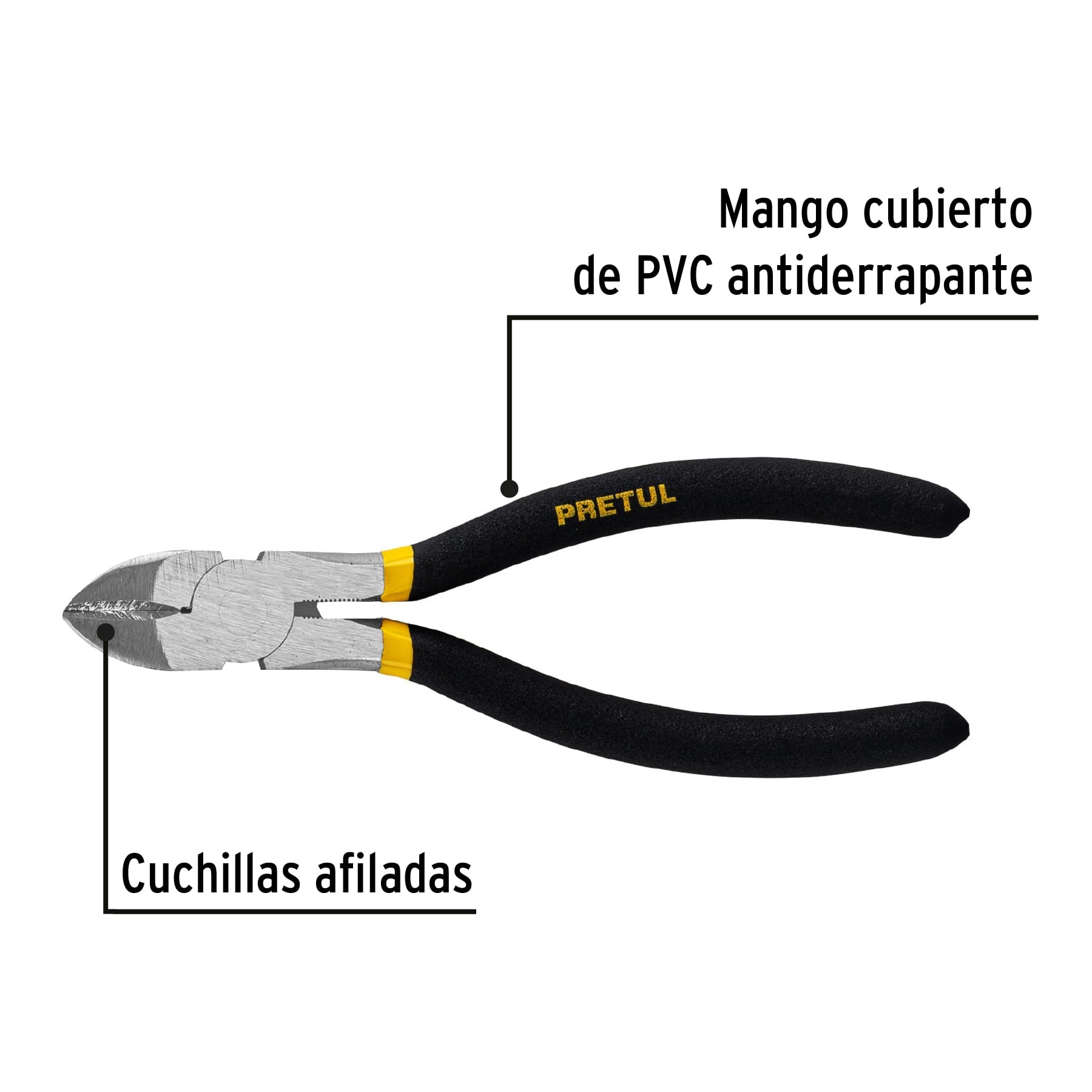 Pretul PCD-6P, Pinza de corte diagonal en acero al carbono, 6″
