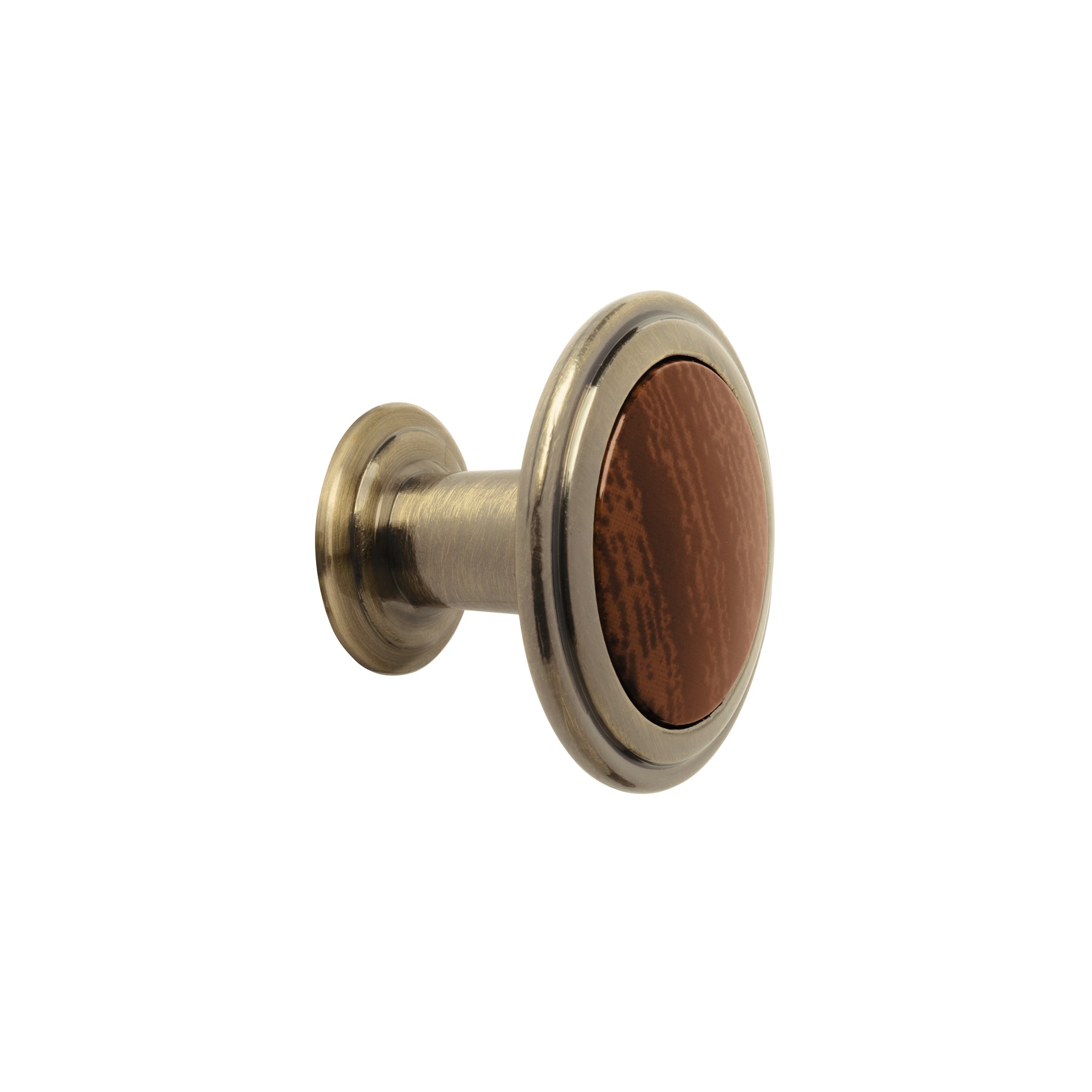 Hermex PER-063, Perilla de latón antiguo, con inserto tipo madera