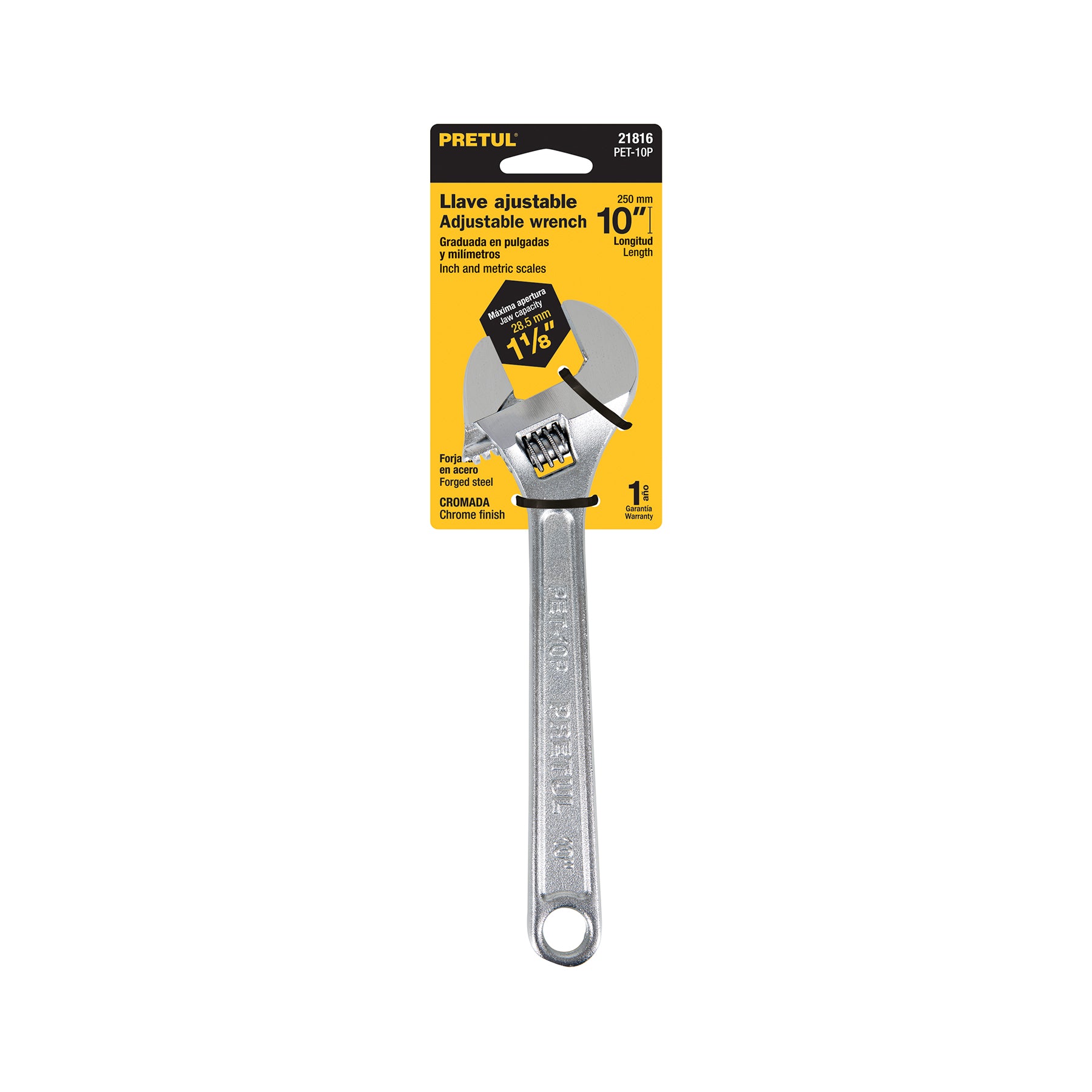 Pretul PET-10P, Llave ajustable (perico) 10″ cromada