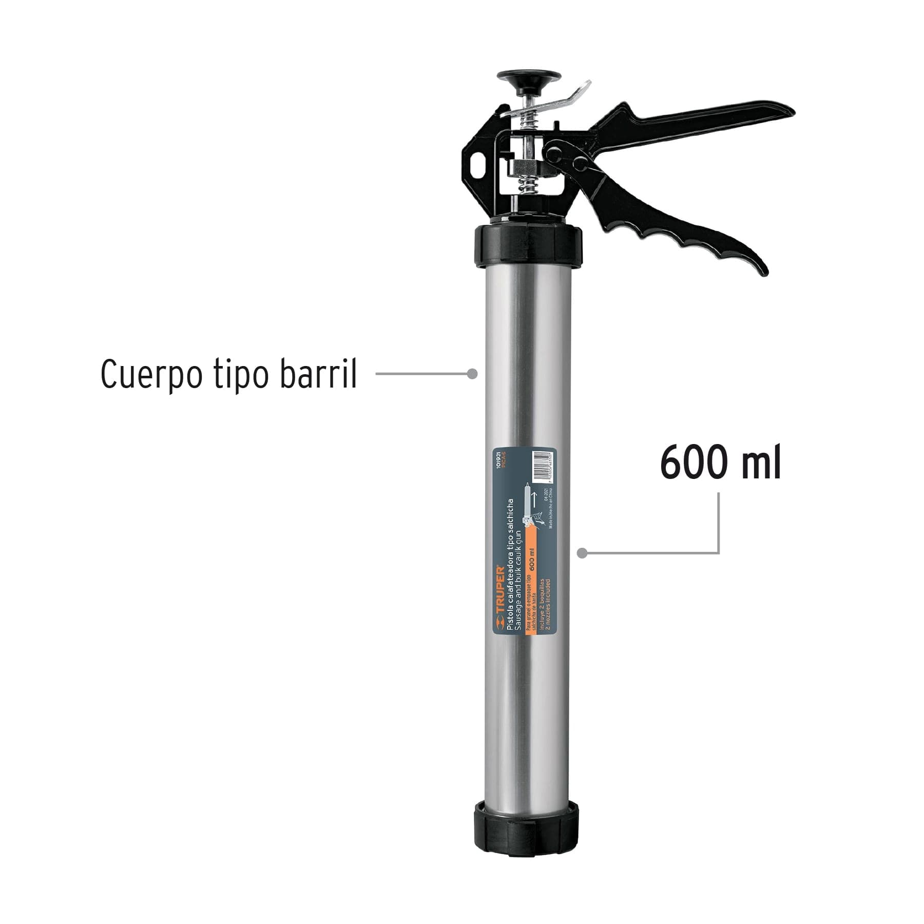Pistola calafateadora para salchicha de 600 ml, TRUPER PICA-S