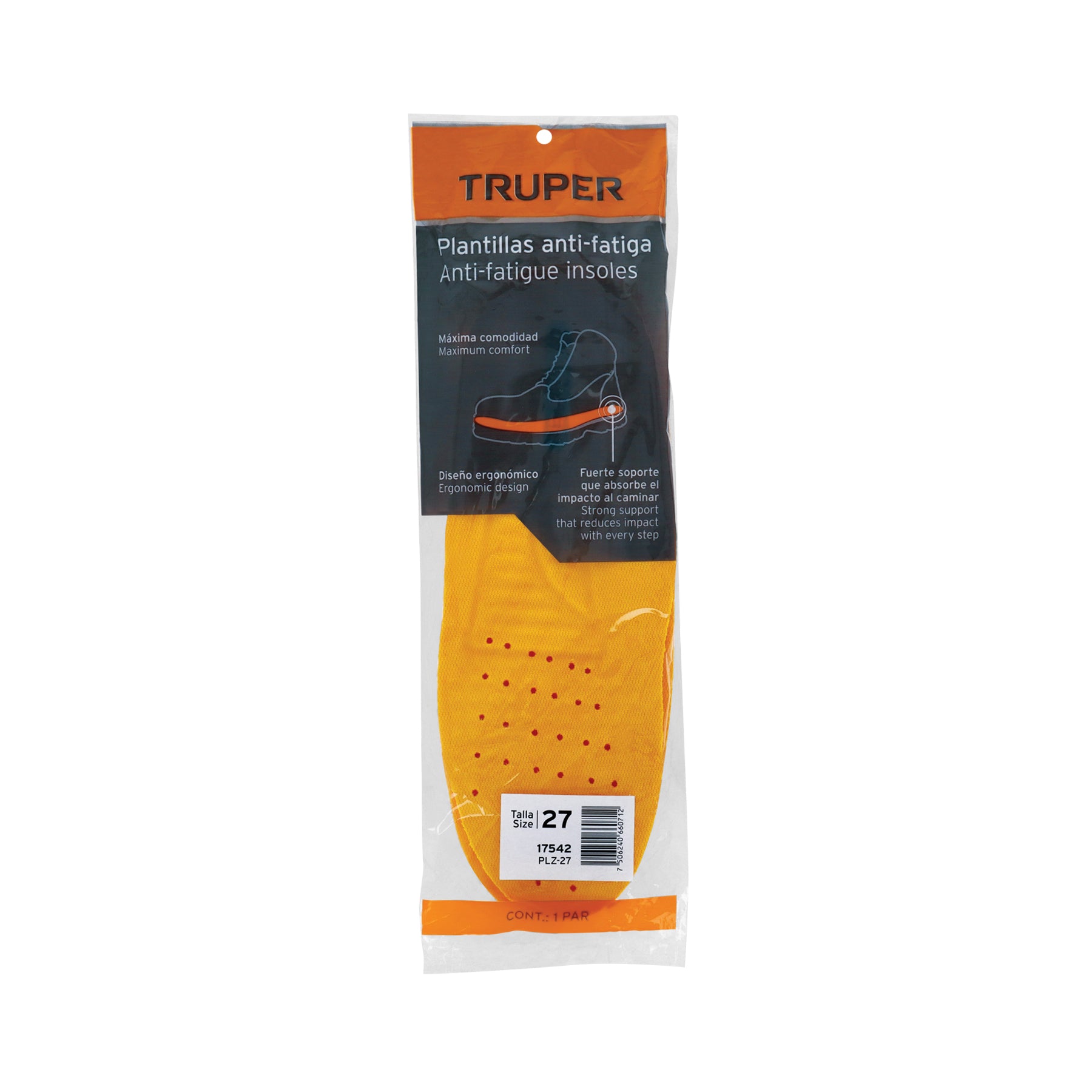Bolsa con par de plantillas de poliuretano p/zapato talla 27 Truper