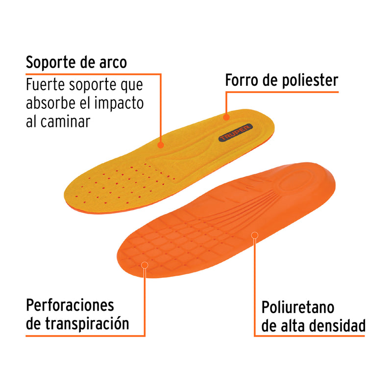 Bolsa con par de plantillas de poliuretano p/zapato talla 27 Truper - Carzamo.com