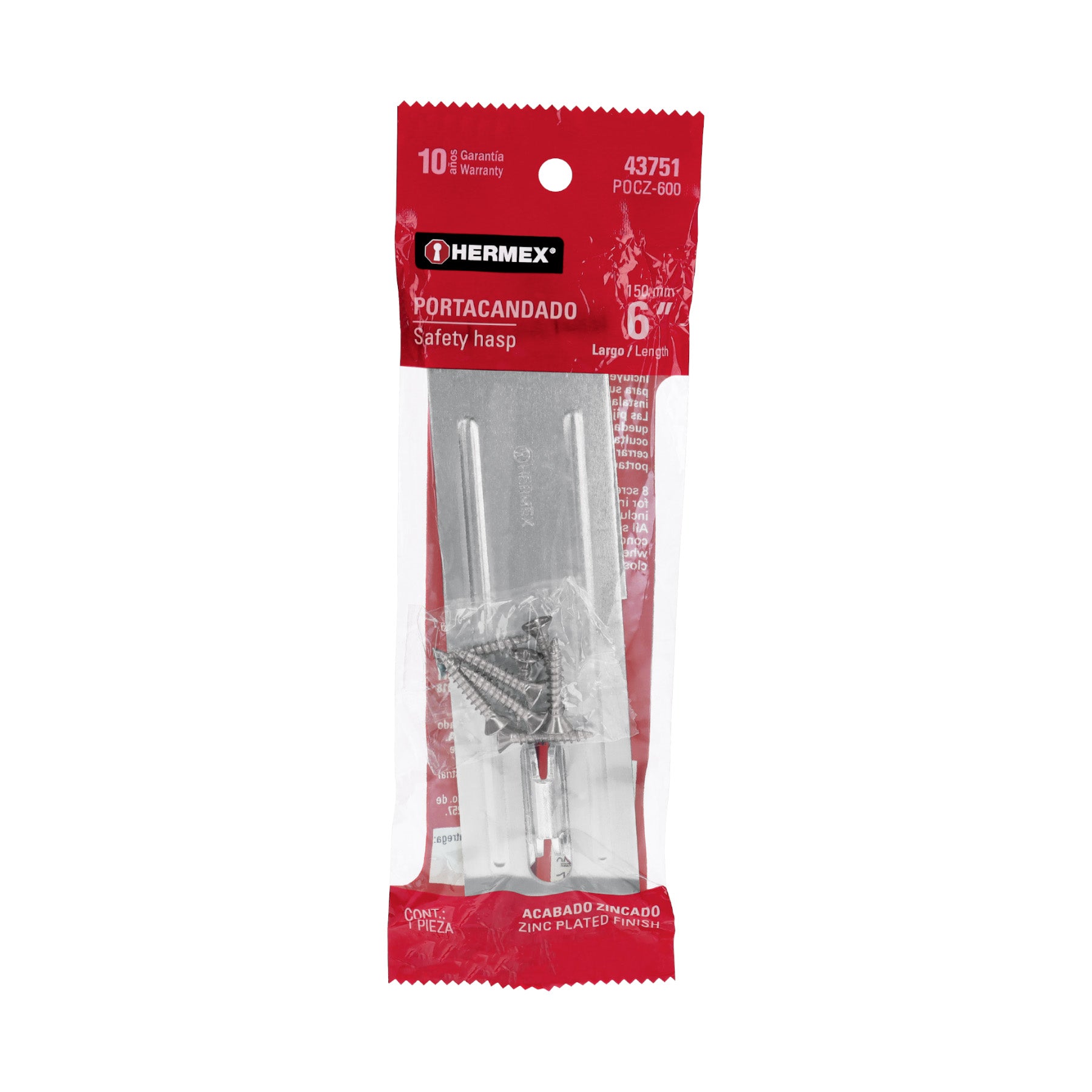 Hermex POCZ-600, Portacandado de acero zincado 6″