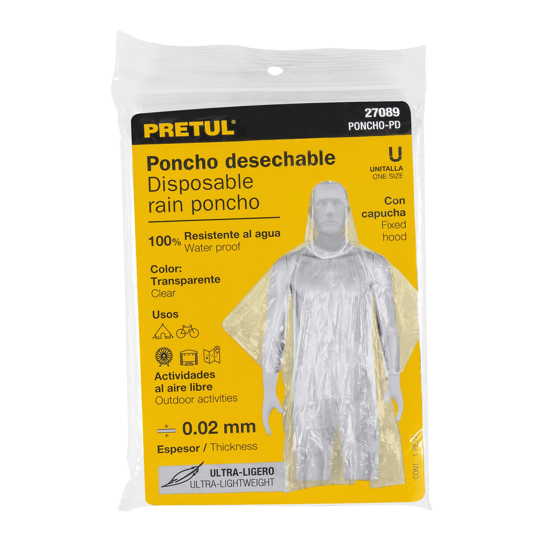 Pretul PONCHO-PD, Poncho o capamanga desechable