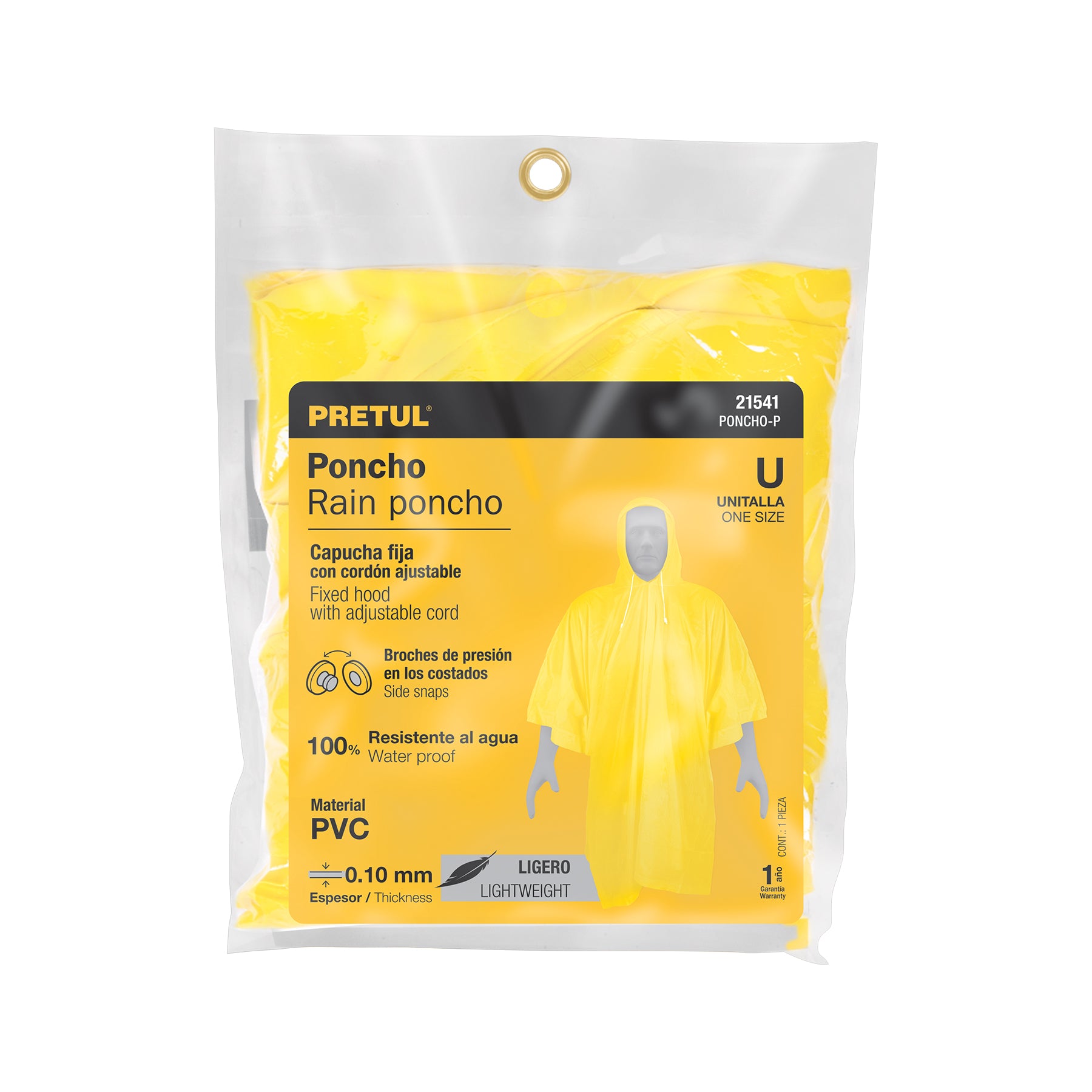 Pretul PONCHO-P, Poncho unitalla, fabricado de PVC