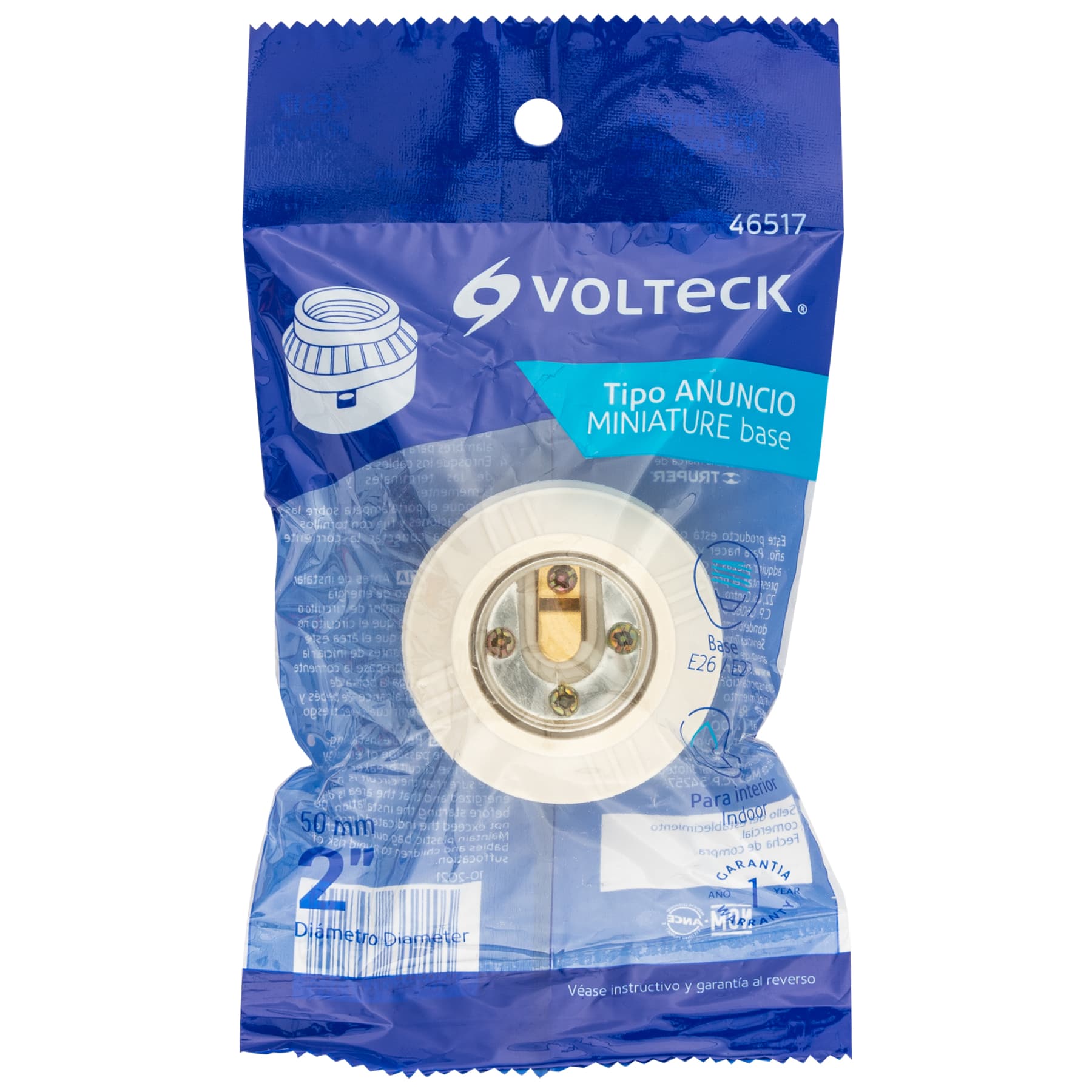 Volteck Portalámpara de Baquelita Blanca de Sobreponer