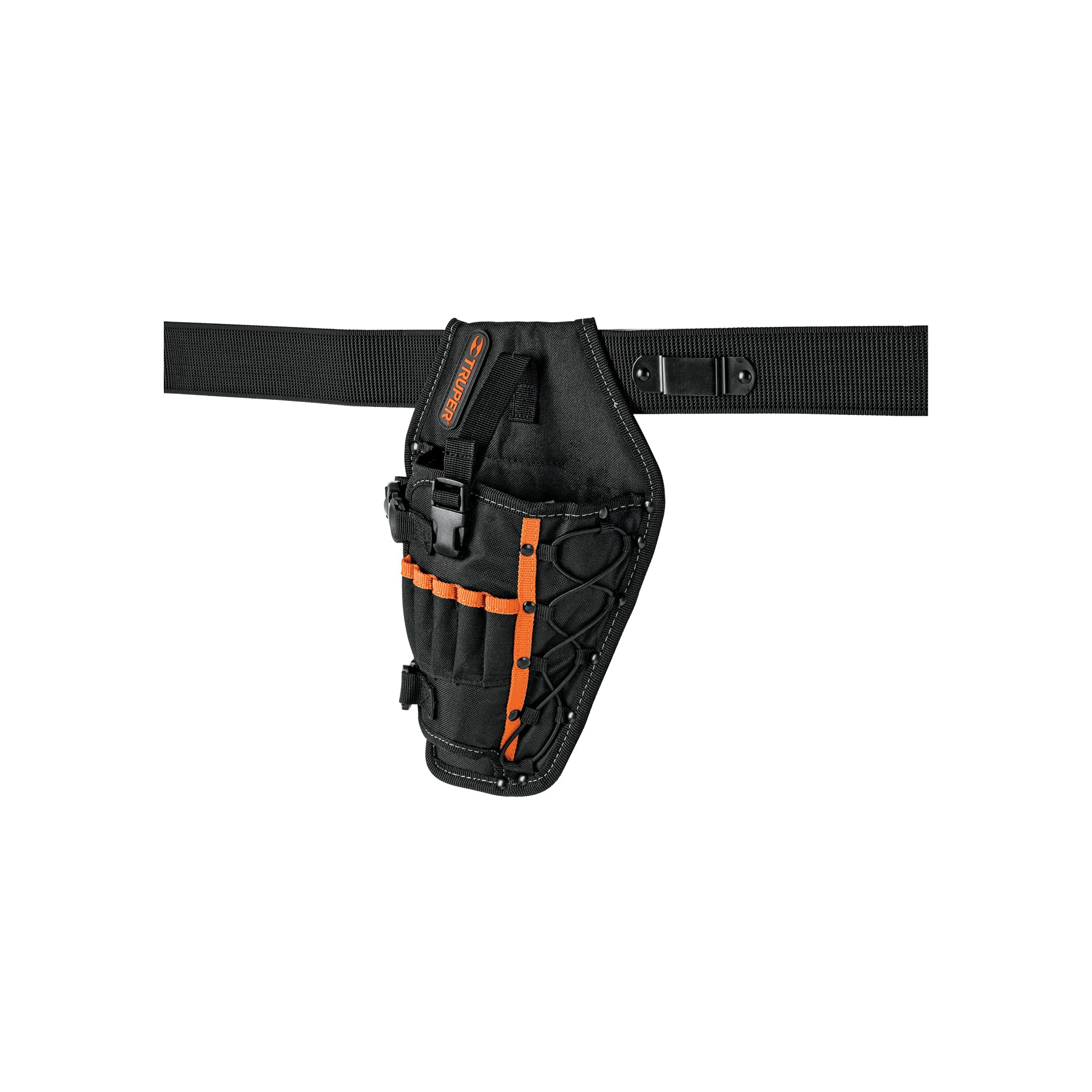 Porta taladro de poliéster 6 compartimentos clip metálico para flexómetro, 1 Pieza, TRUPER POT-5B