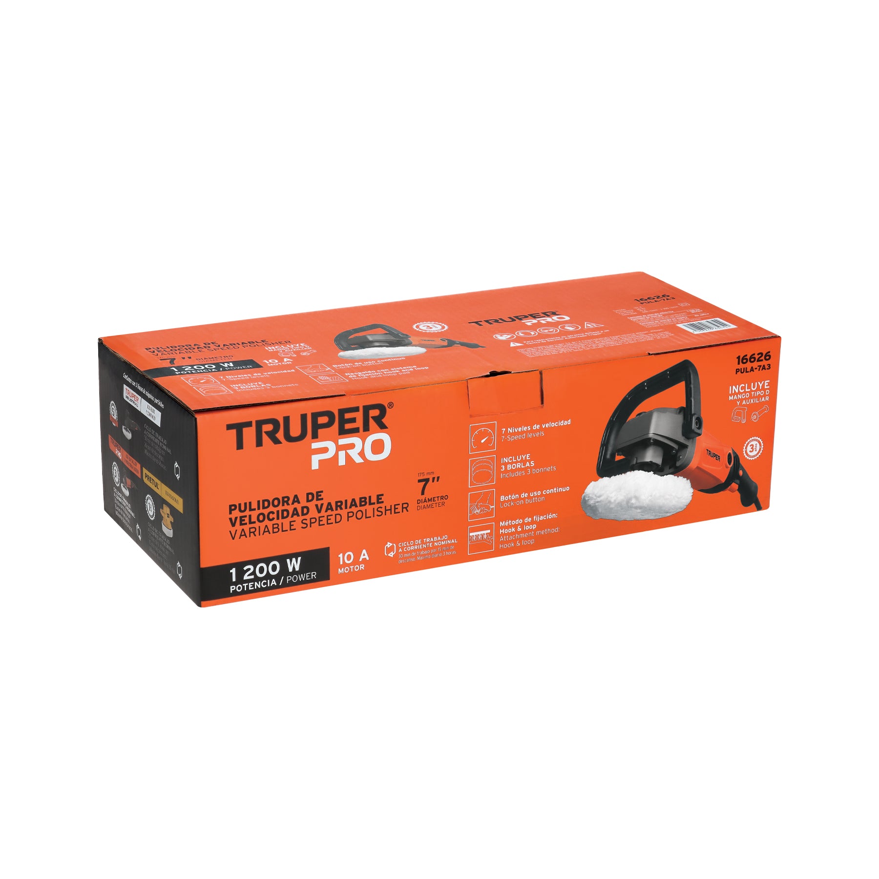 Pulidora Rotativa TRUPER PRO PULA-7A3 7" 1200W con Control de Velocidad