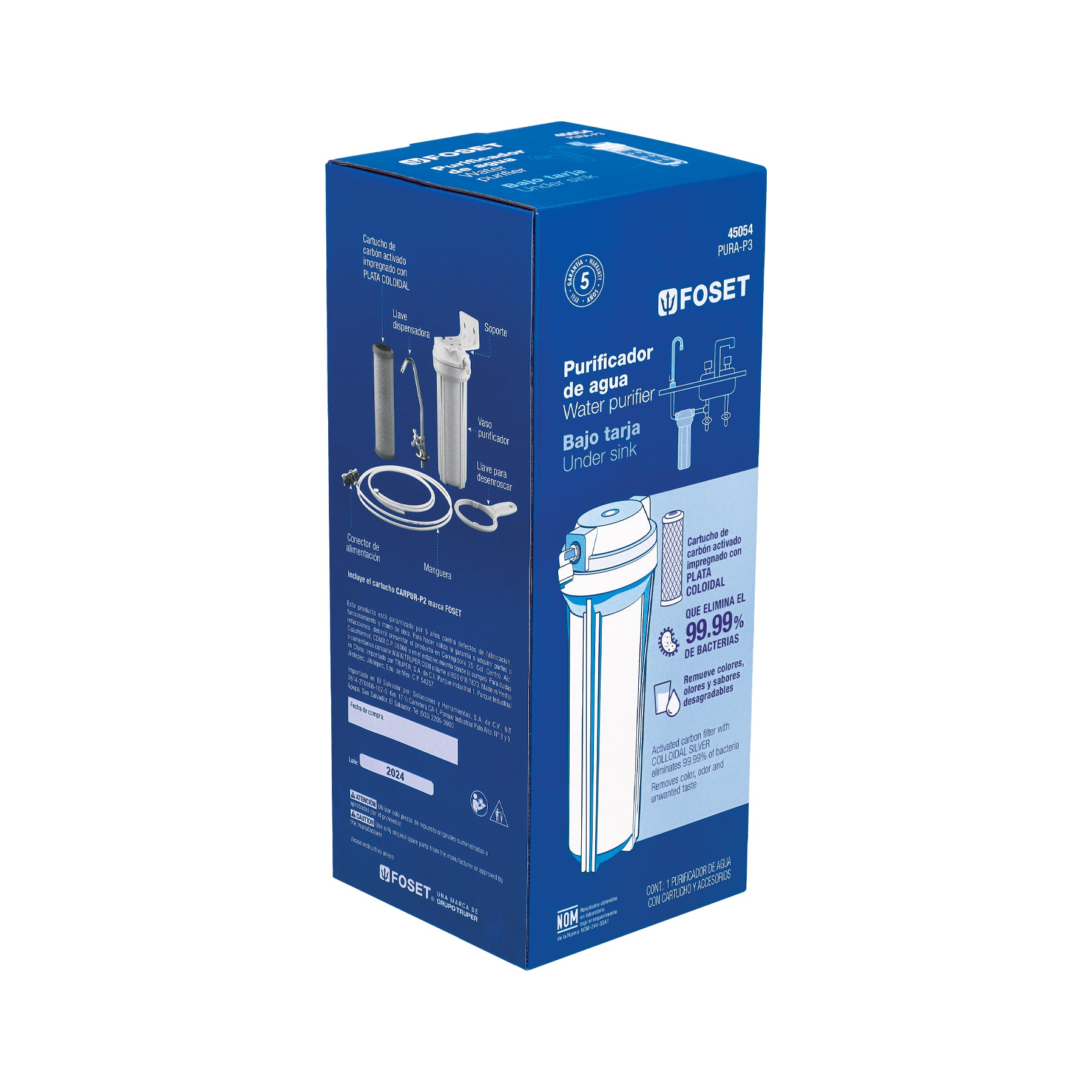 Foset PURA-P3, Purificador de agua bajo tarja diseño compacto
