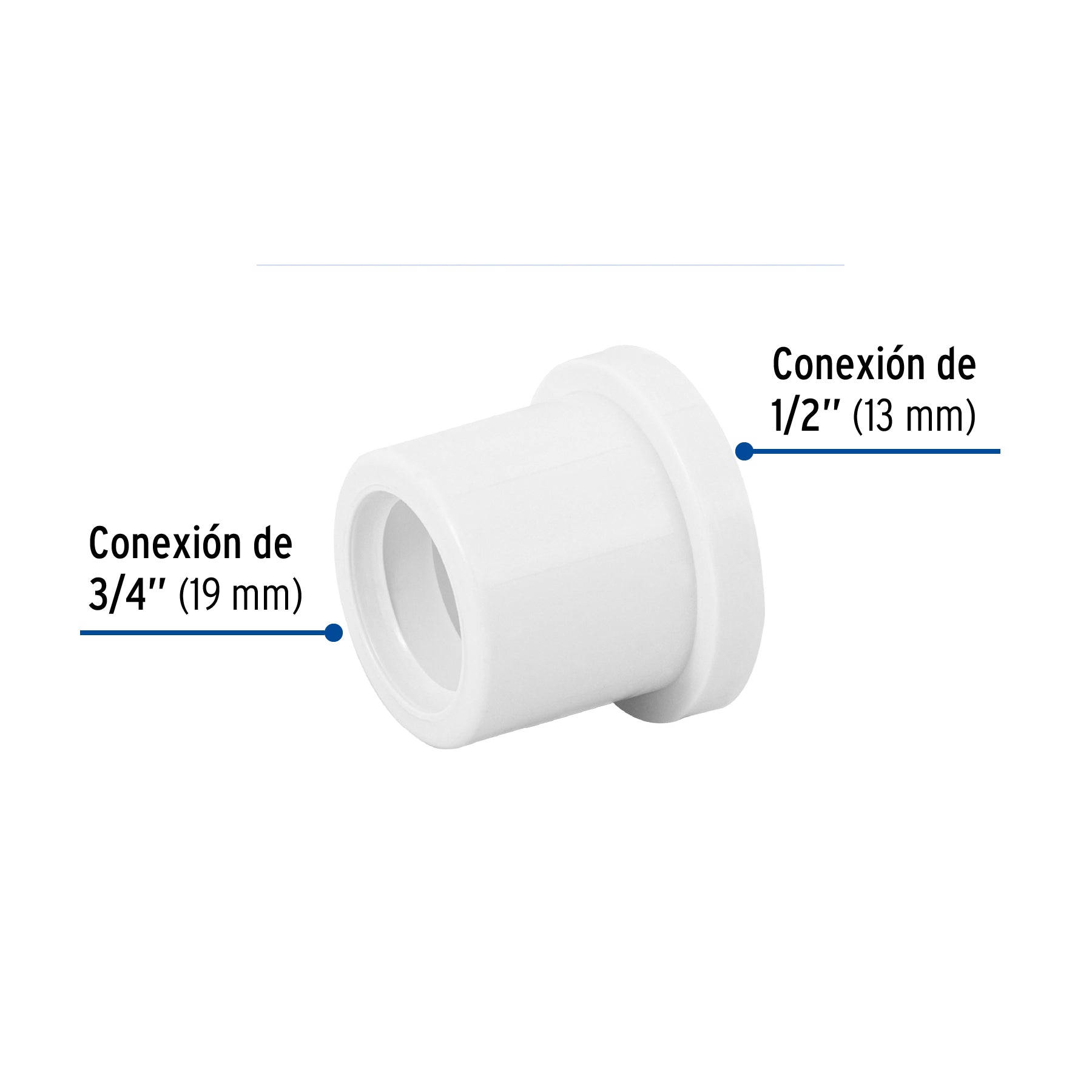 Reducción bushing de PVC, 3/4 x 1/2' Foset