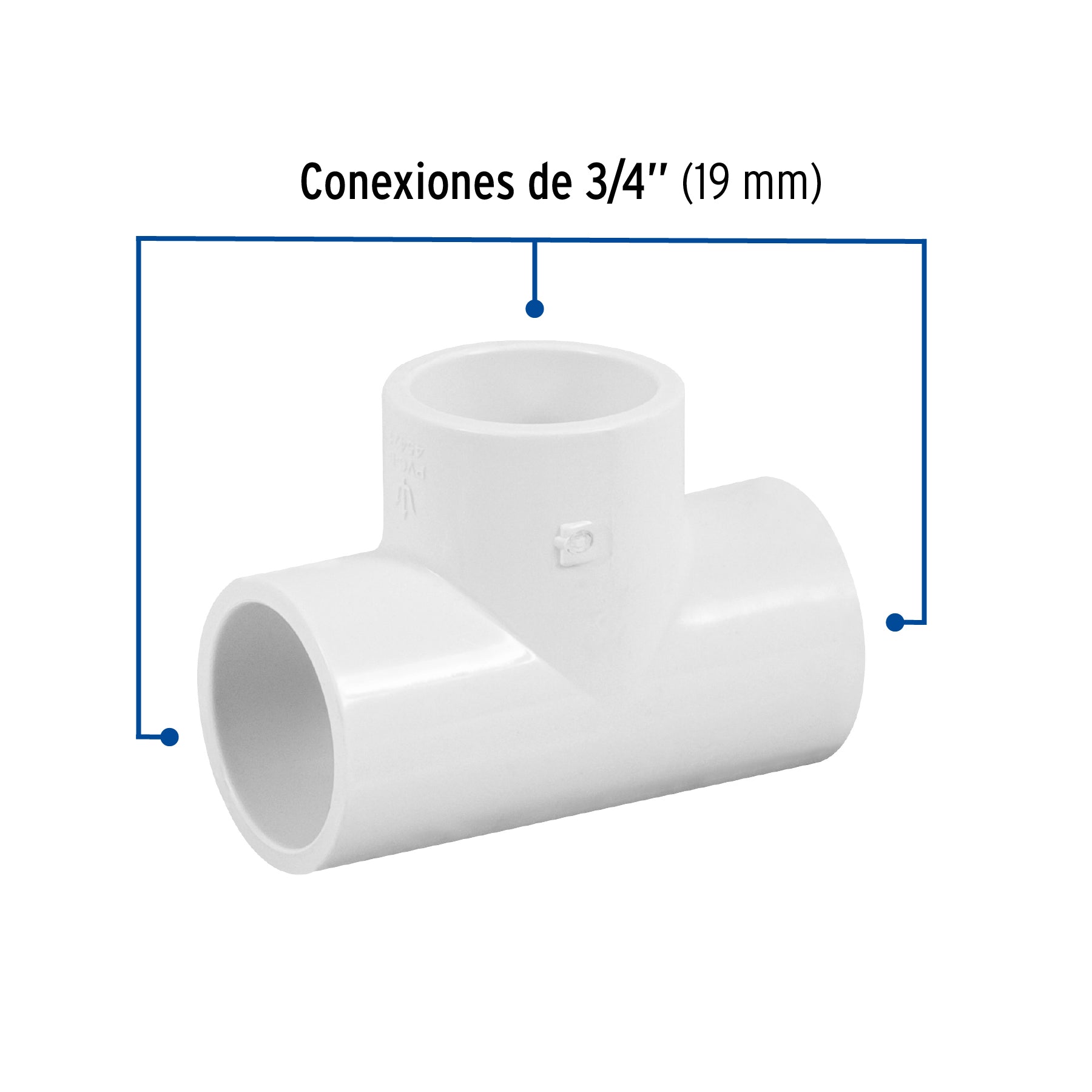 Tee sencilla de PVC, 3/4' Foset