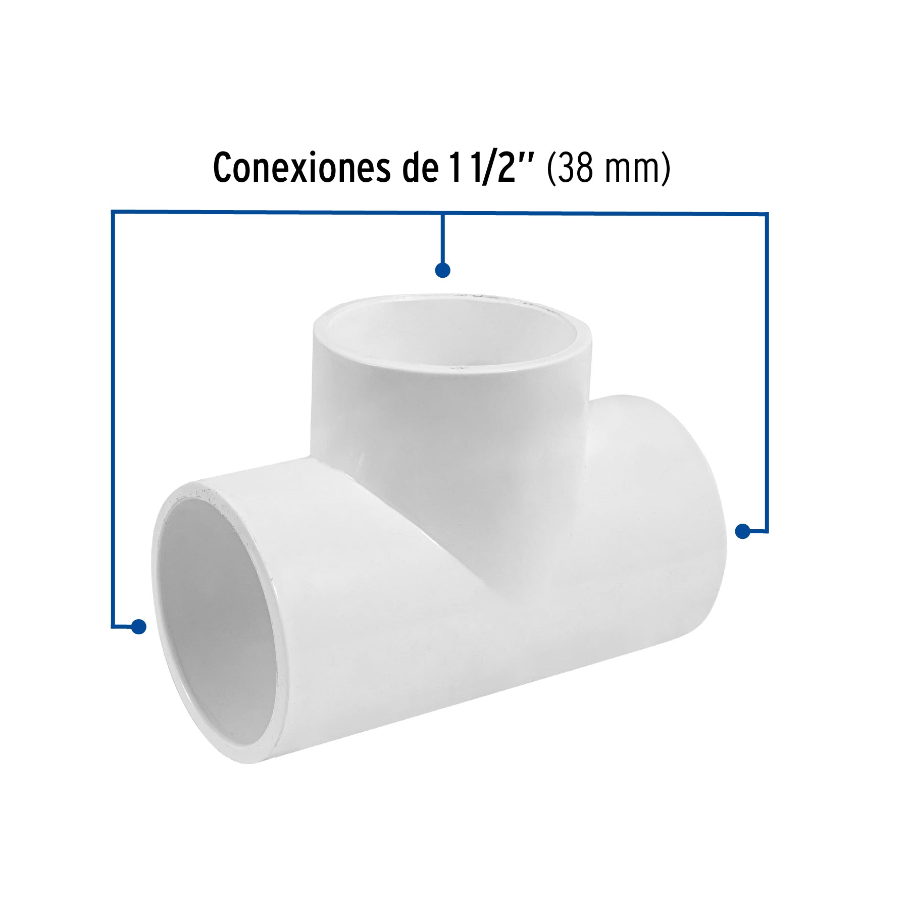 Tee sencilla de PVC, 1-1/2' Foset