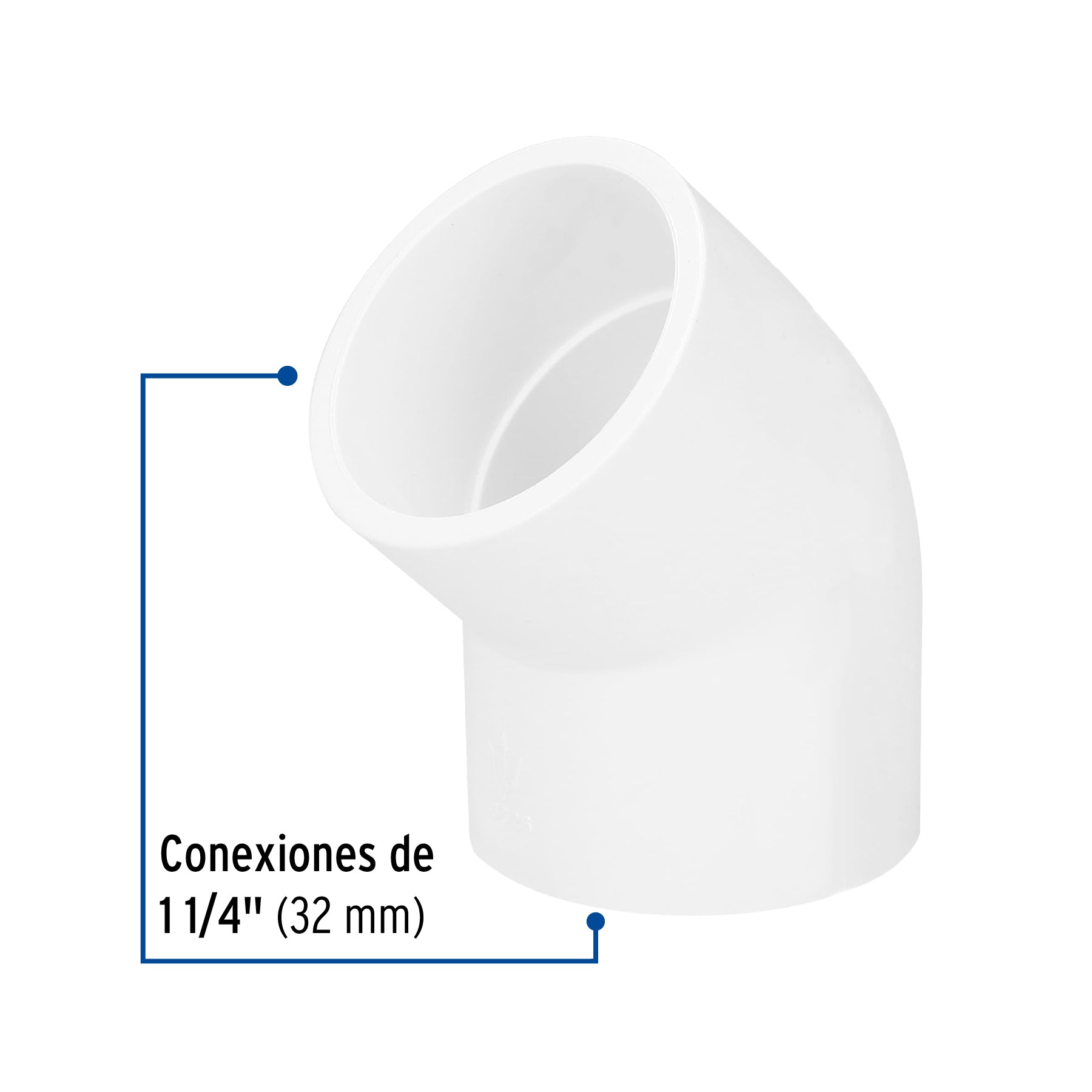 Codo 45° de PVC, 1-1/4' Foset