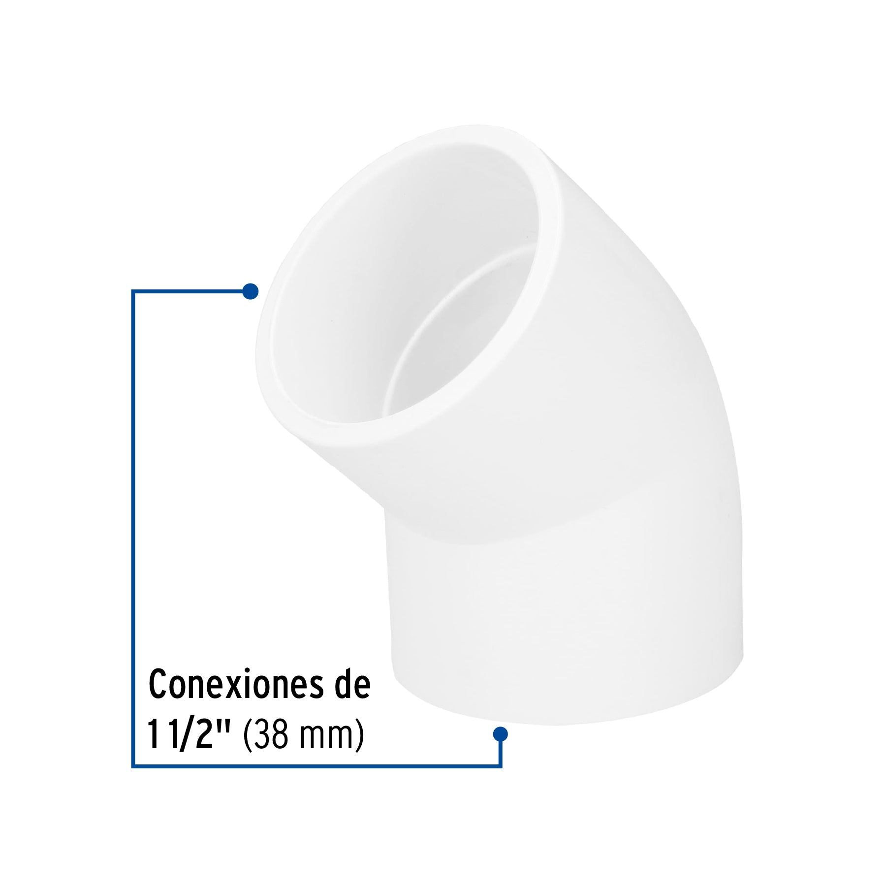 Codo 45° de PVC, 1-1/2' Foset