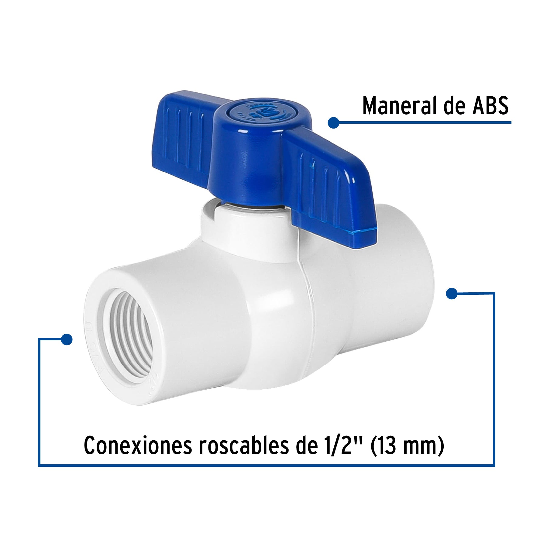 Foset PVC-ES-1/2R, Válvula de esfera de PVC de 1/2″, roscable