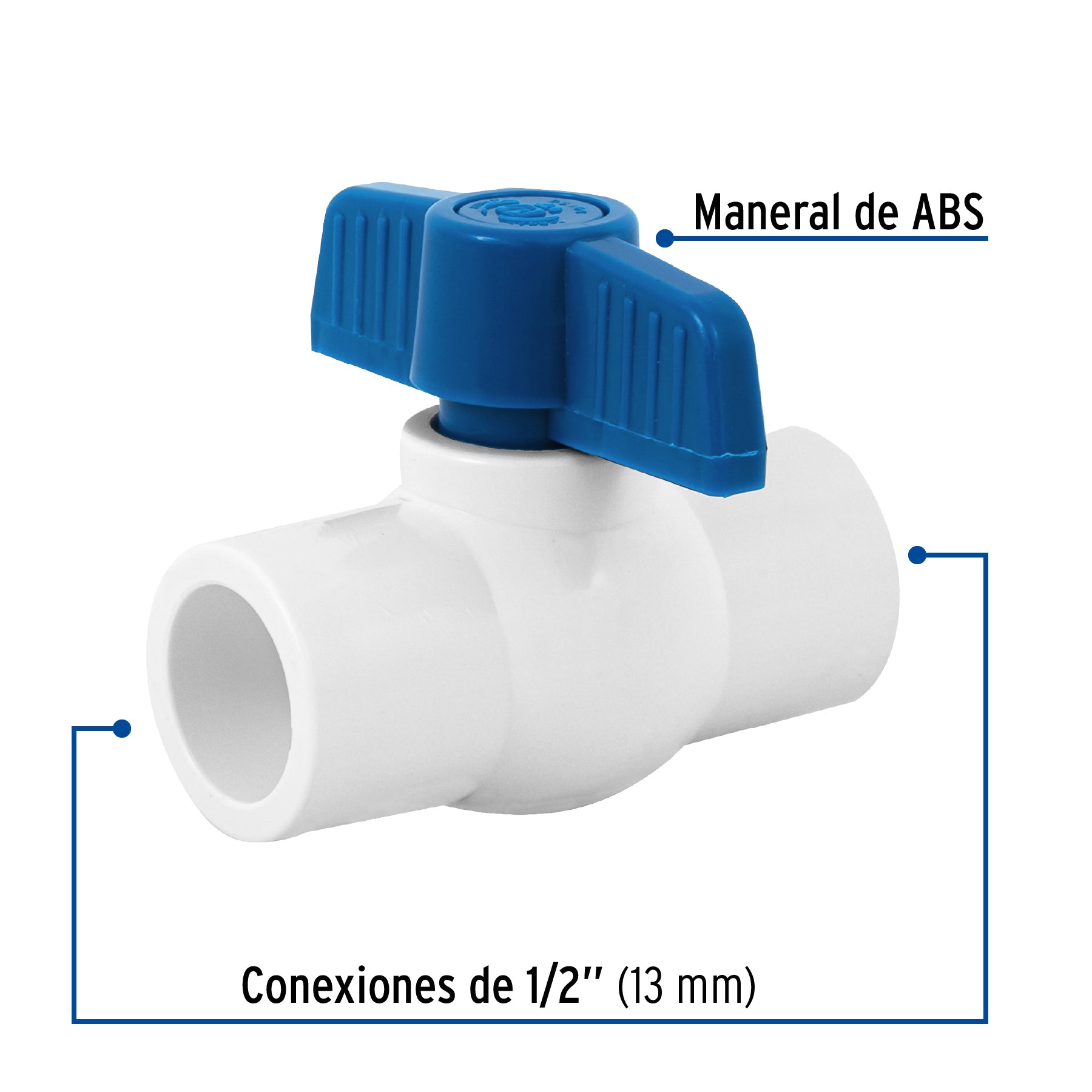 Foset PVC-ES-1/2, Válvula de esfera de PVC de 1/2″, para cementar