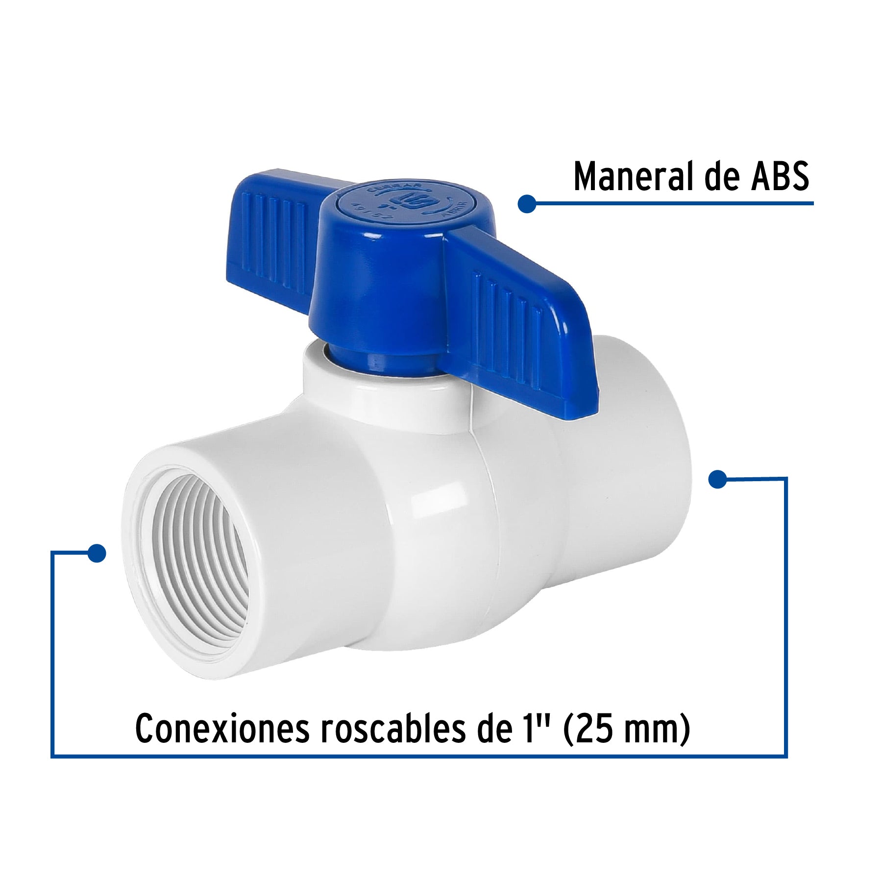 Foset PVC-ES-1R, Válvula de esfera de PVC de 1″, roscable