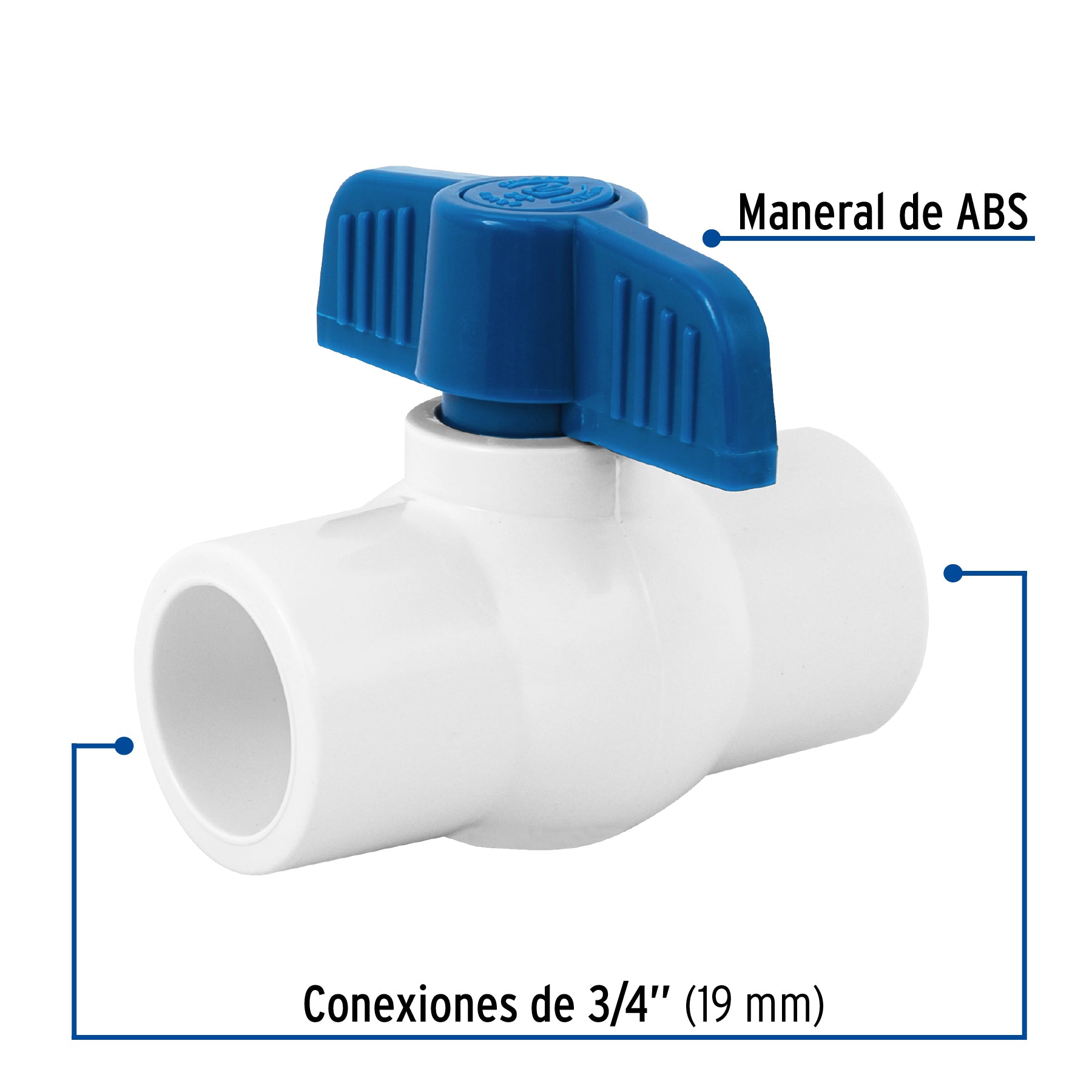 Foset PVC-ES-3/4, Válvula de esfera de PVC de 3/4″, para cementar