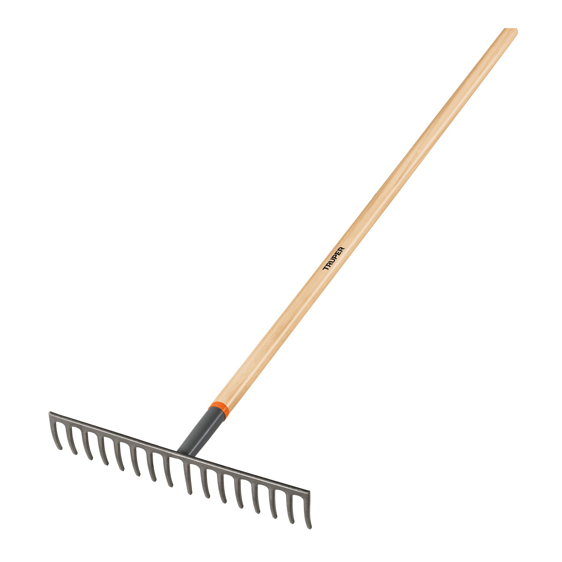 Truper R-16M, Rastrillo recto, 16 dientes, mango 60″