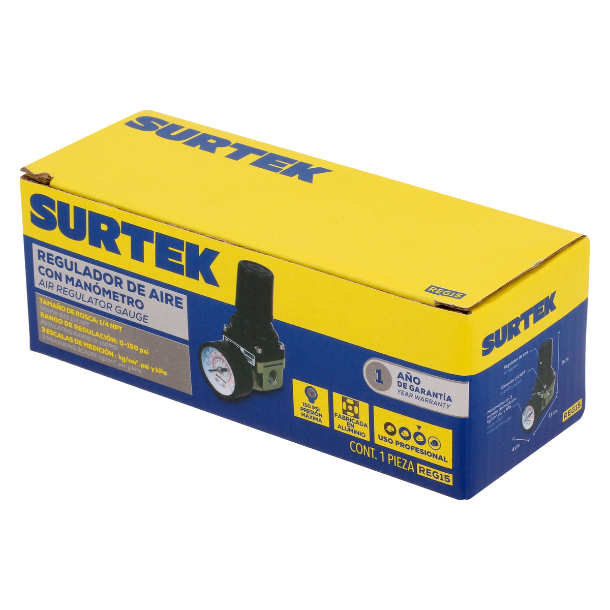 Regulador de aire con manómetro 150PSI Surtek